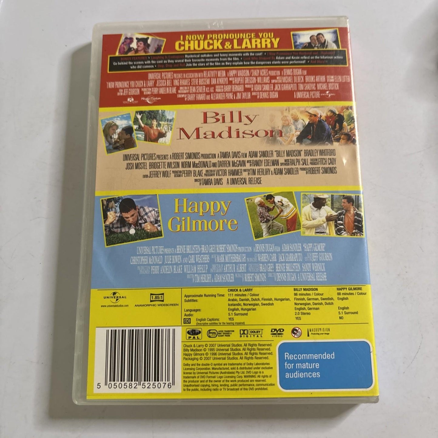 I Now Pronounce You Chuck and Larry / Billy Madison / Happy Gilmore (DVD, 2007)