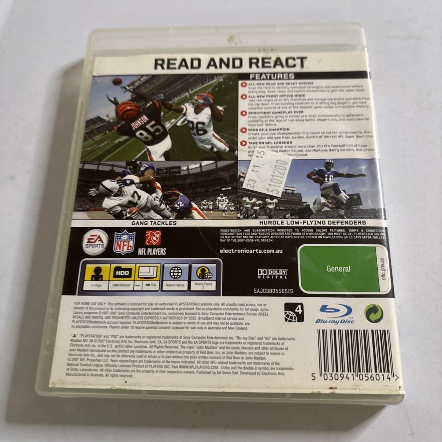 Madden NFL 08 Sony PlayStation 3 PS3 Manual 2007 Football Game