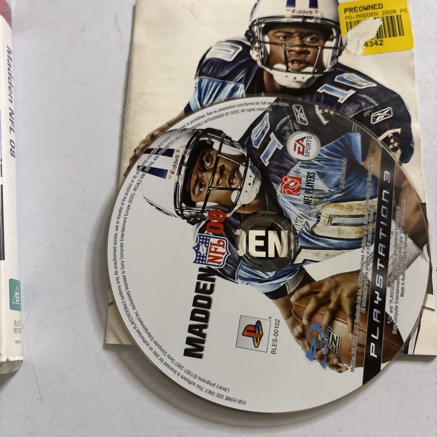 Madden NFL 08 Sony PlayStation 3 PS3 Manual 2007 Football Game