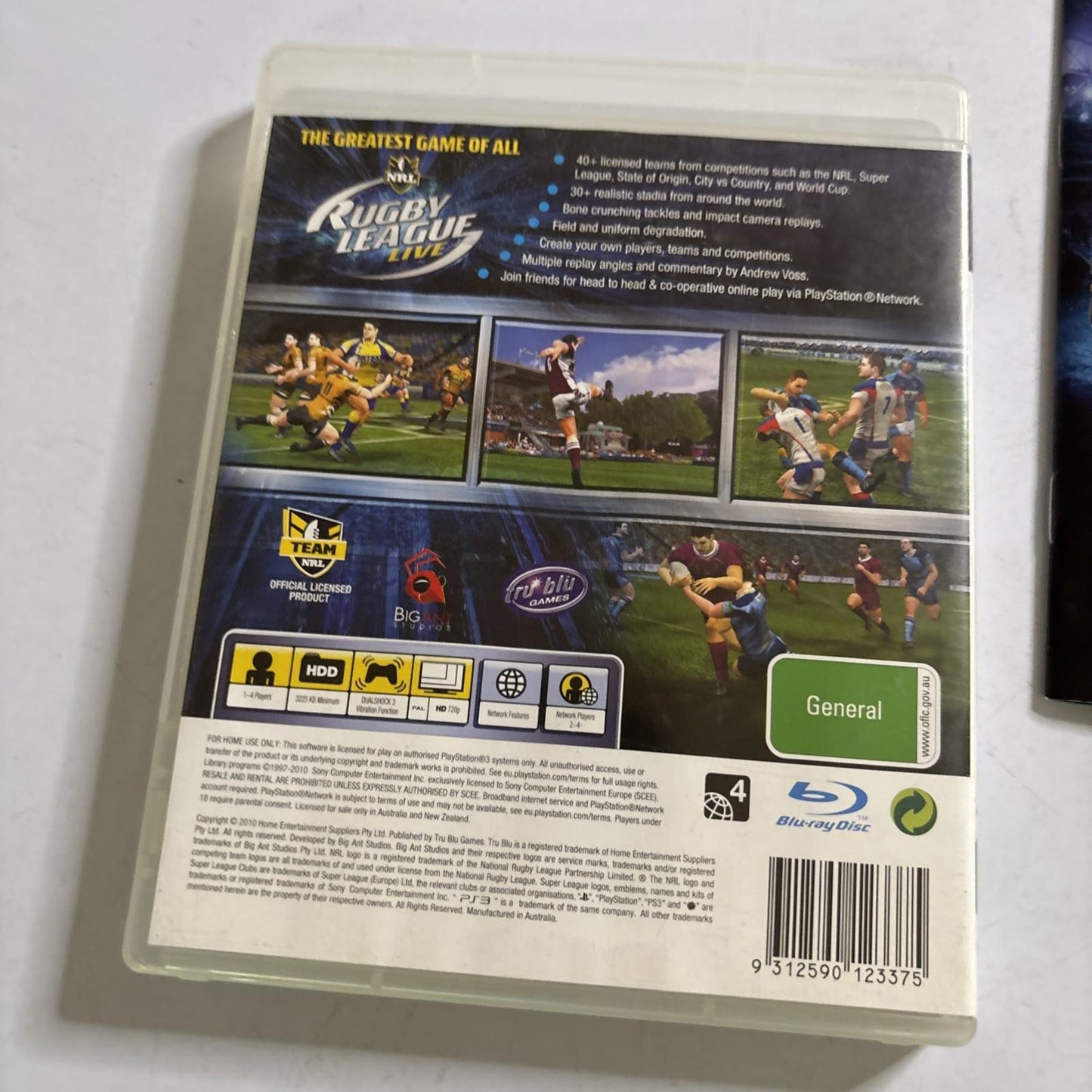 NRL Rugby League Live (Sony PS3) Game Complete With Manual