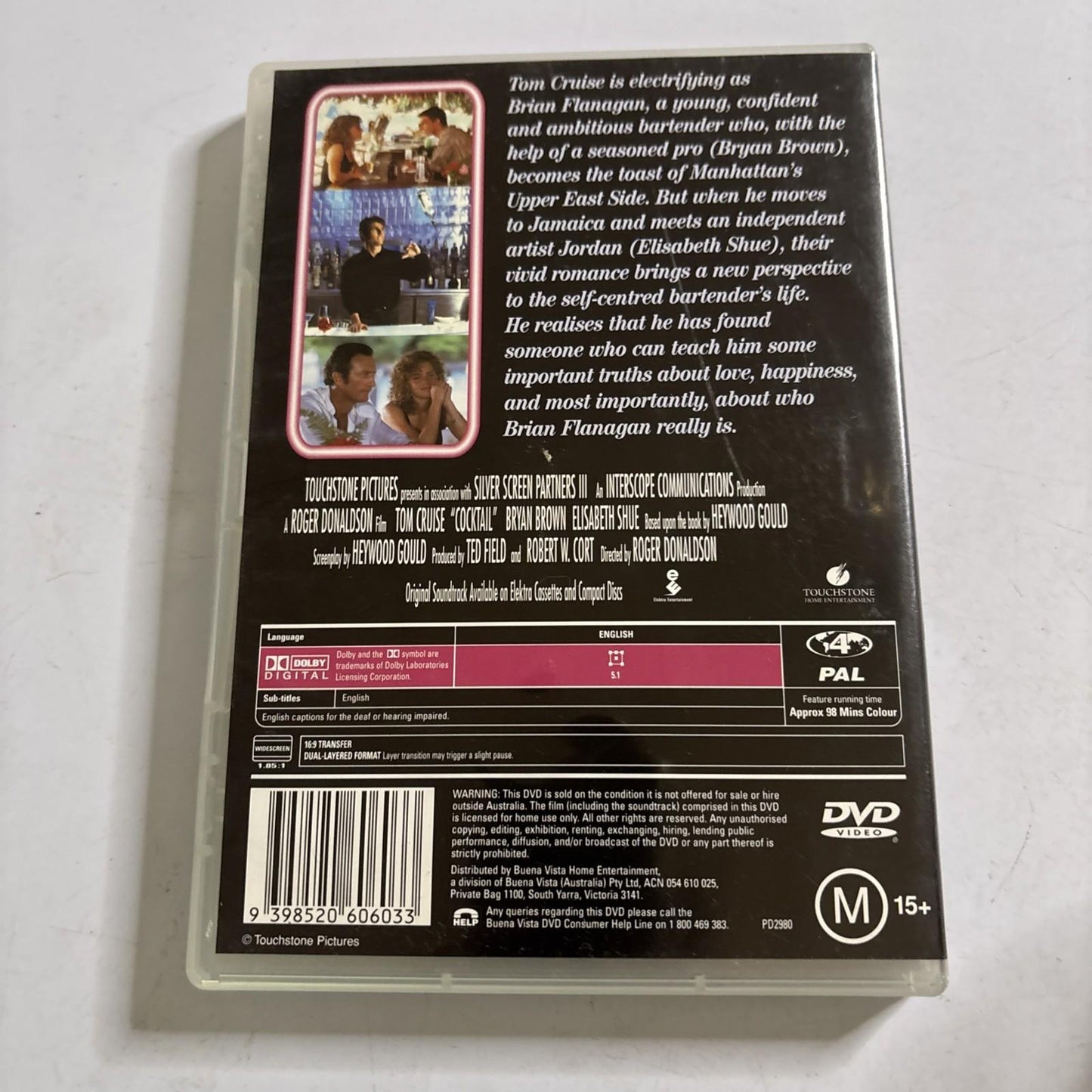 Cocktail (DVD, 1988) Tom Cruise Region 4