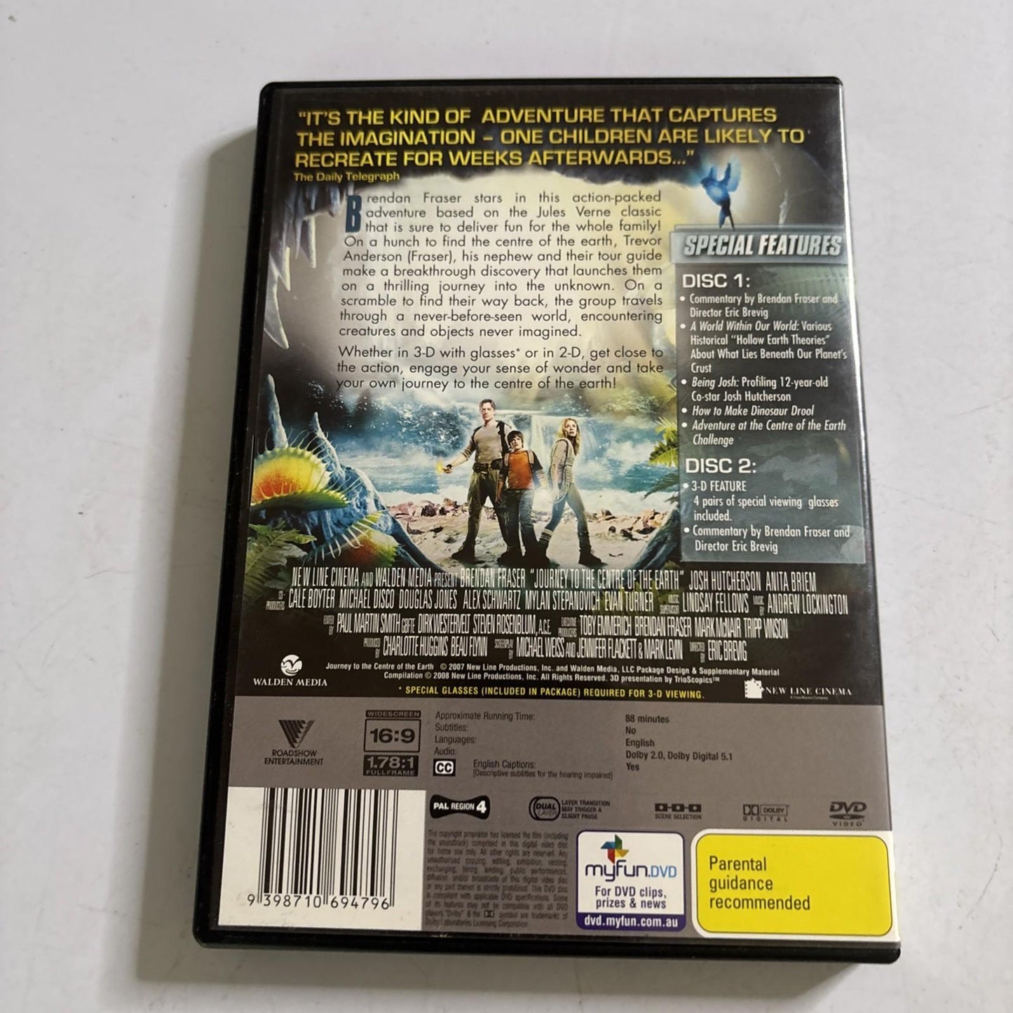 Journey to the Centre Of the Earth 3d (DVD, 2008) Brendan Fraser Region 4