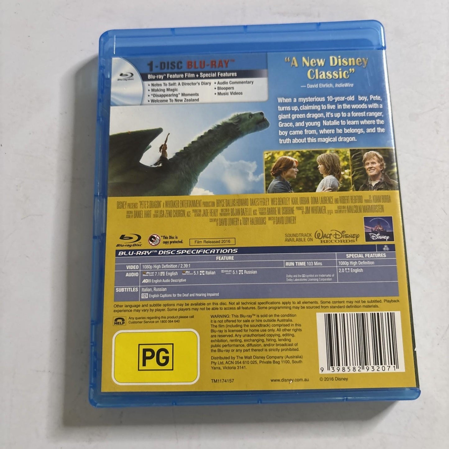 Pete's Dragon (Blu-ray, 2016) Robert Redford, Jade Valour, All Regions