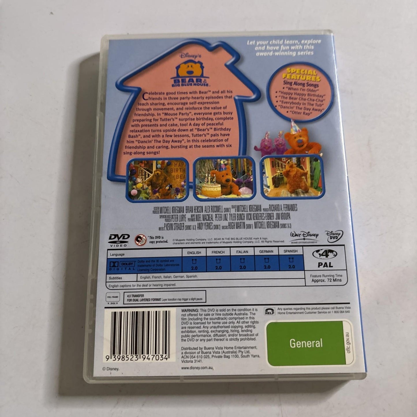 Bear in the Big Blue House - Party Time with Bear (DVD, 2005) Region 4