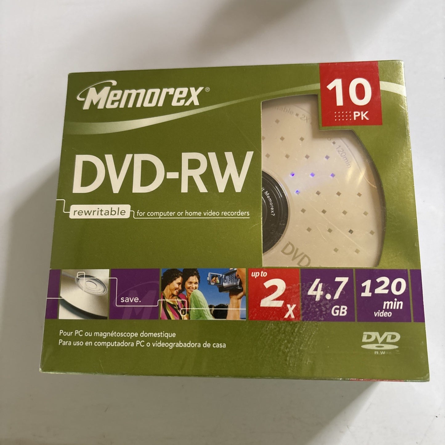 Memorex DVD-RW 10 Pack 4X 4.7GB 120min Rewritable Discs New Sealed
