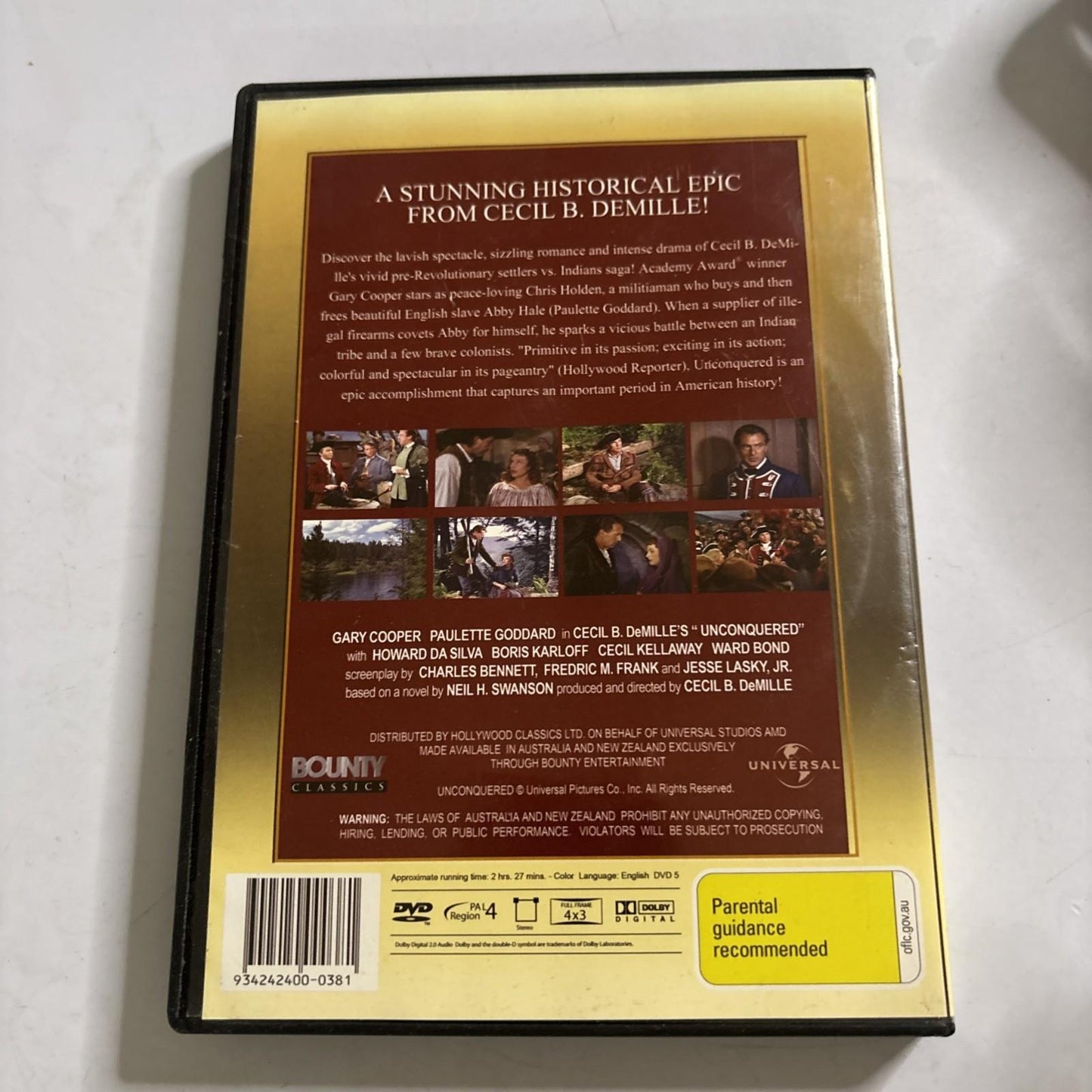 Unconquered (DVD, 1947) Cary Cooper Region 4