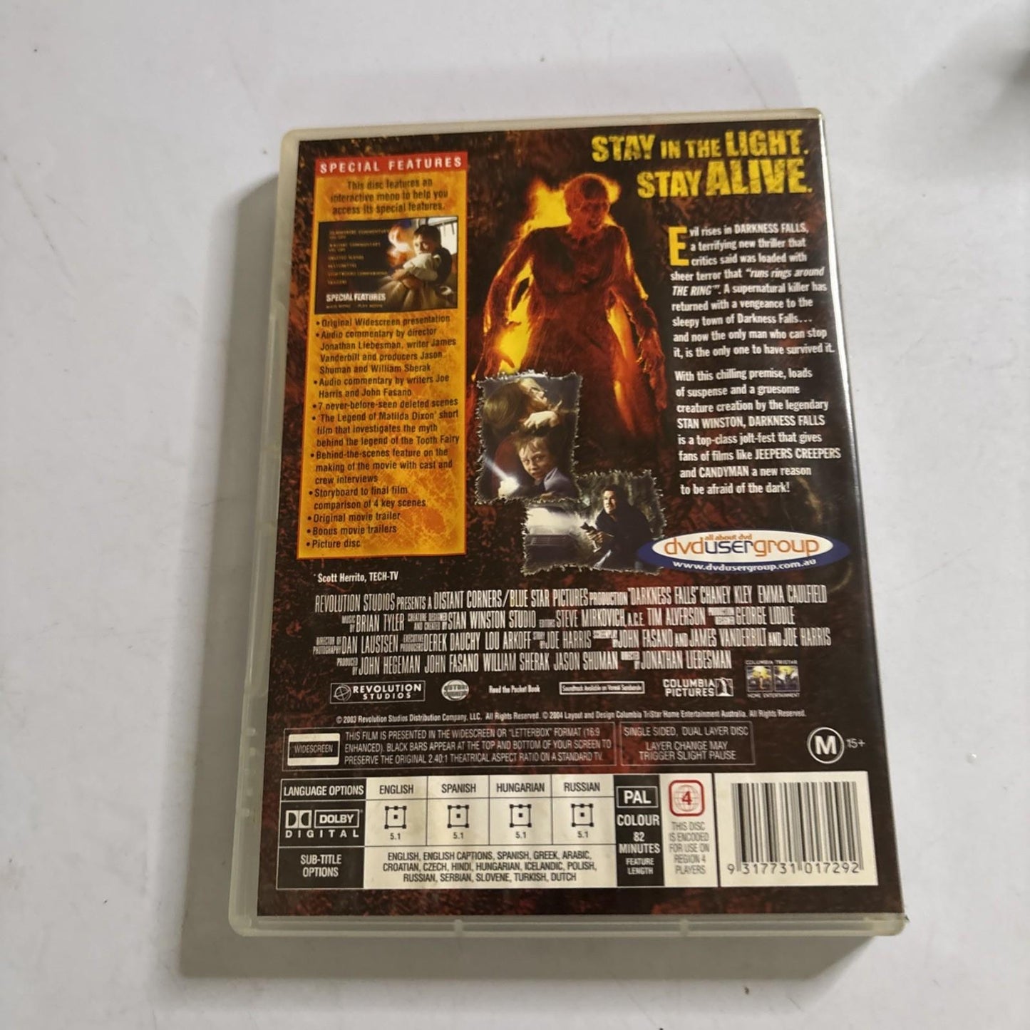 Darkness Falls (DVD, 2003) Lee Cormie, Chaney Kley, Emma Caulfield Region 4