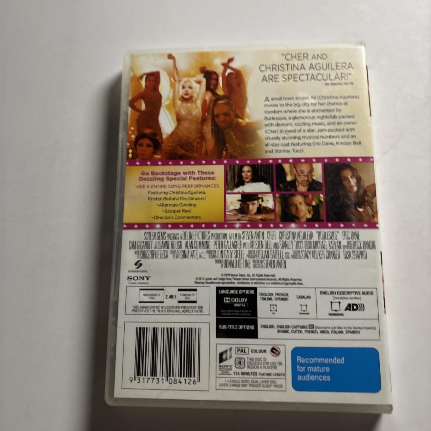 Burlesque (DVD, 2010) Cher, Christina Aguilera Region 4