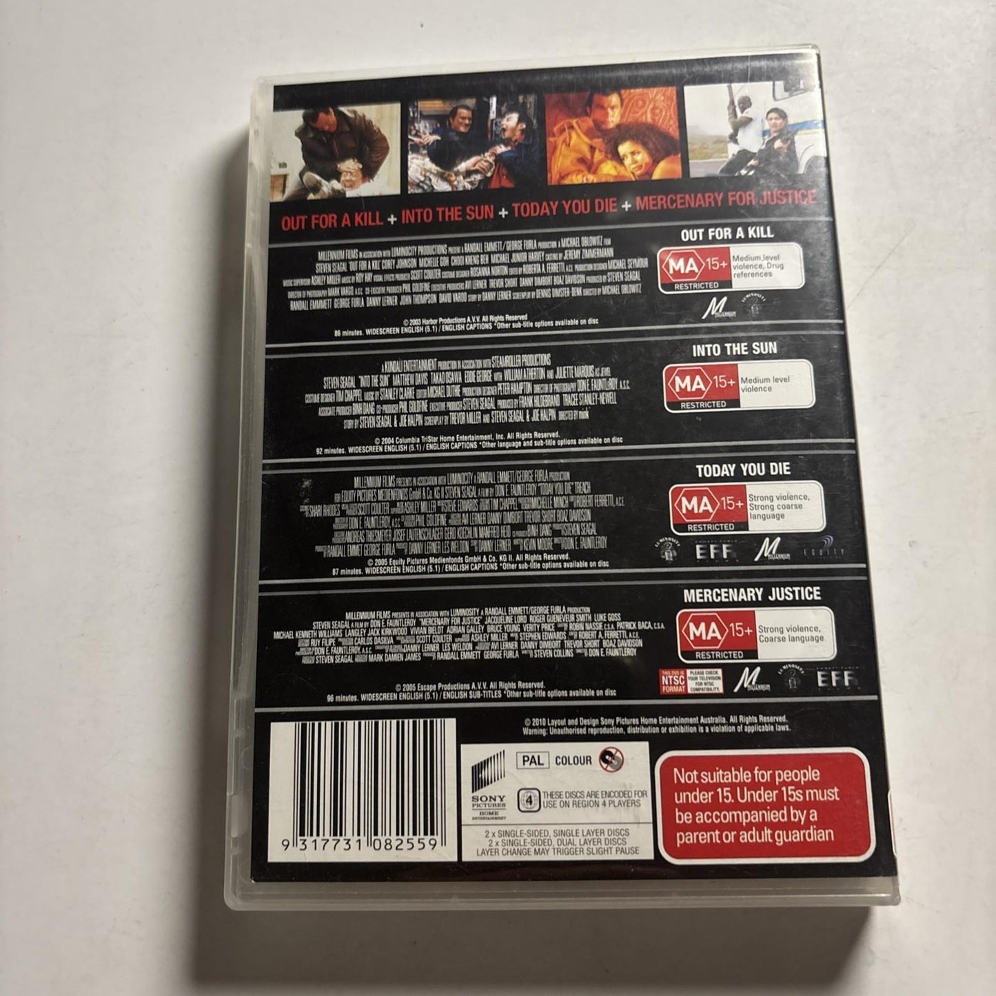Out For A Kill / Into The Sun / Today You Die / Mercenary For Justice DVD