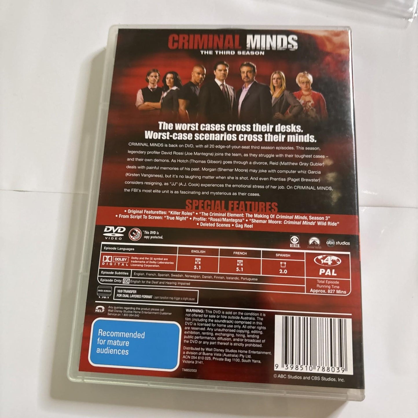 Criminal Minds : Season 3 (DVD, 2005) Region 4