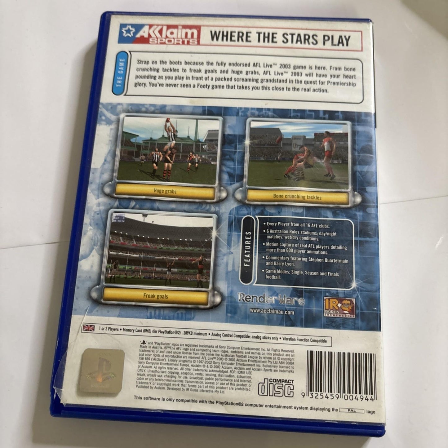 AFL Live 2003 - Sony PlayStation 2 PS2 Game PAL
