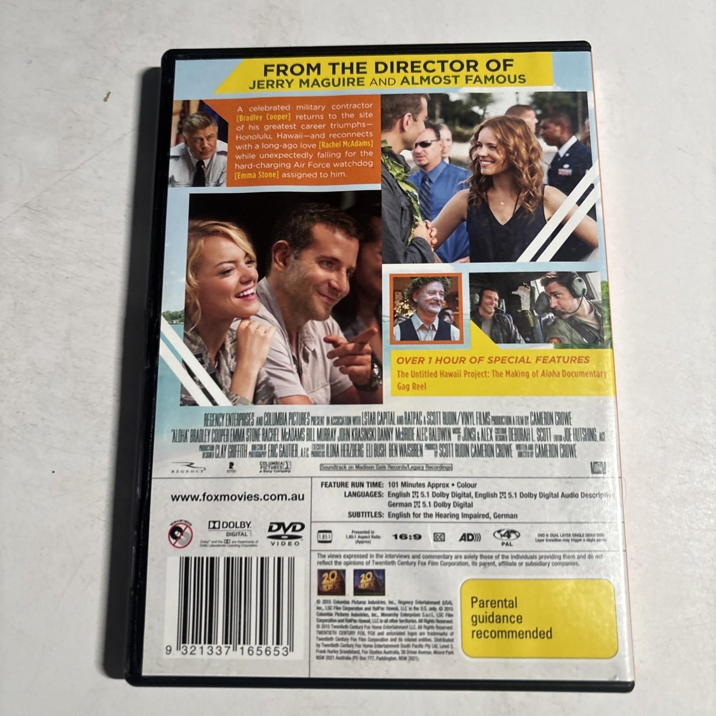 Aloha (DVD, 2015) Bradley Cooper, Emma Stone Region 4 NEW