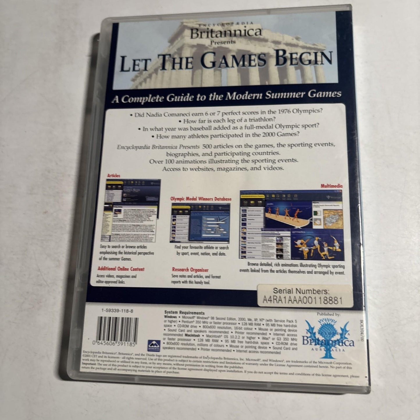 Encyclopaedia Britannica Presents: Let The Games Begin PC Mac CD-ROM Win98