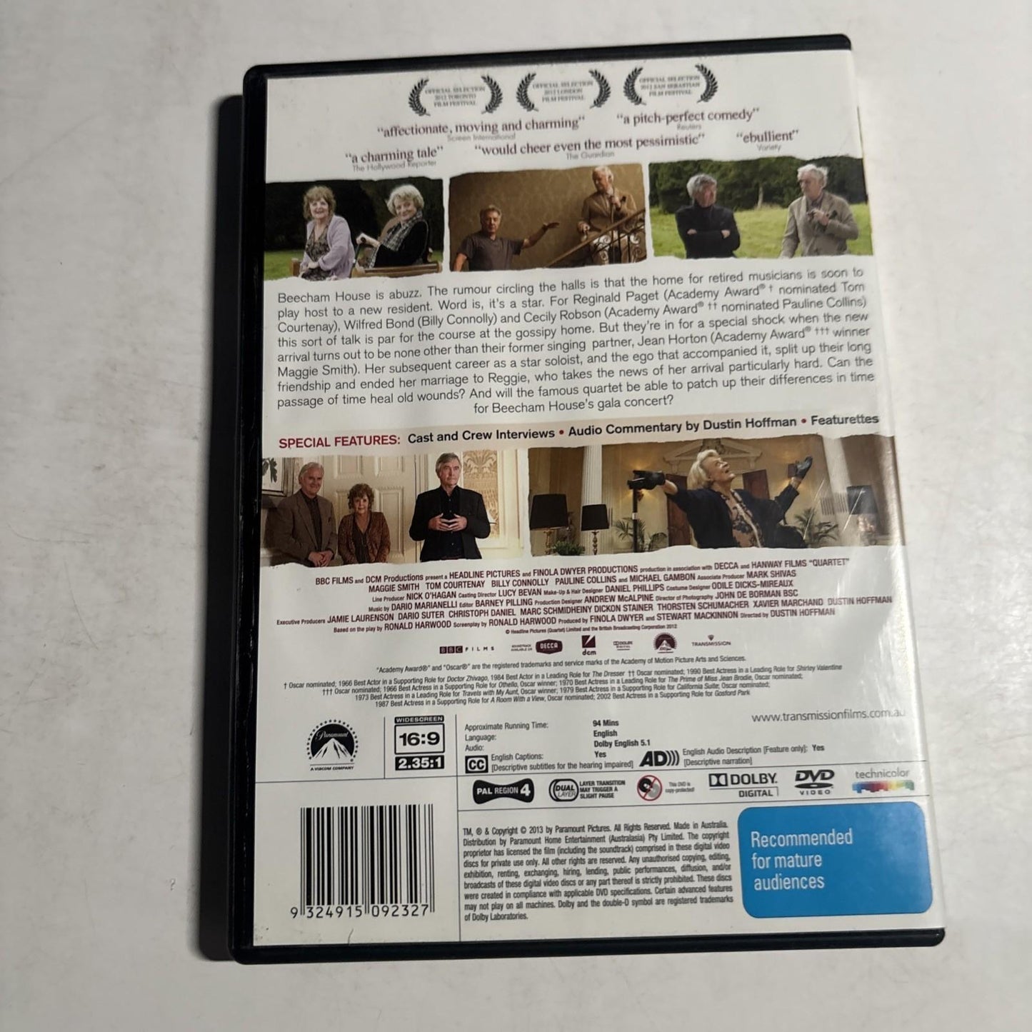 Quartet (DVD, 2012) Maggie Smith, Michael Gambon Region 4 NEW