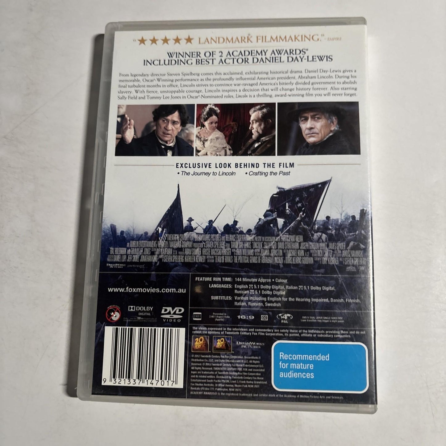 Lincoln (DVD, 2012) Daniel Day-Lewis Region 4 NEW