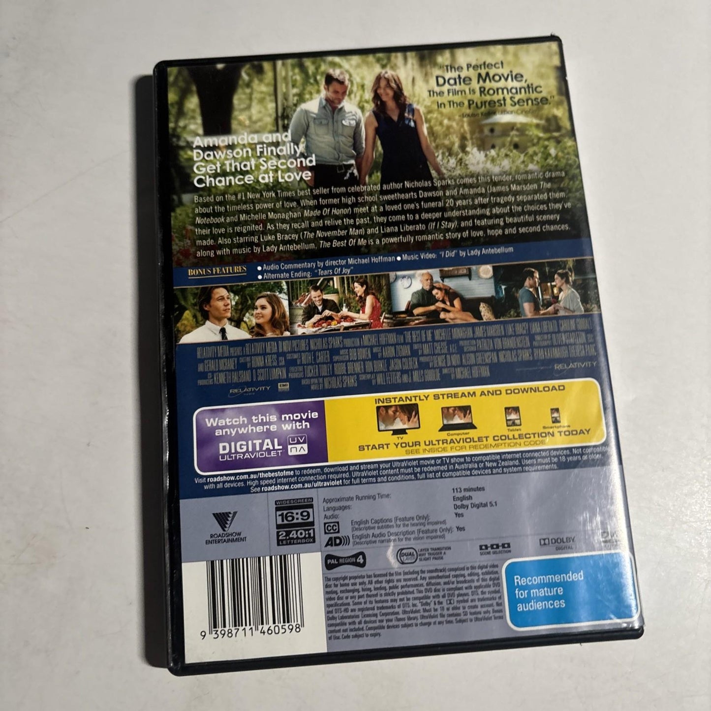 The Best of Me (DVD, 2014) James Marsden, Michelle Monaghan Region 4