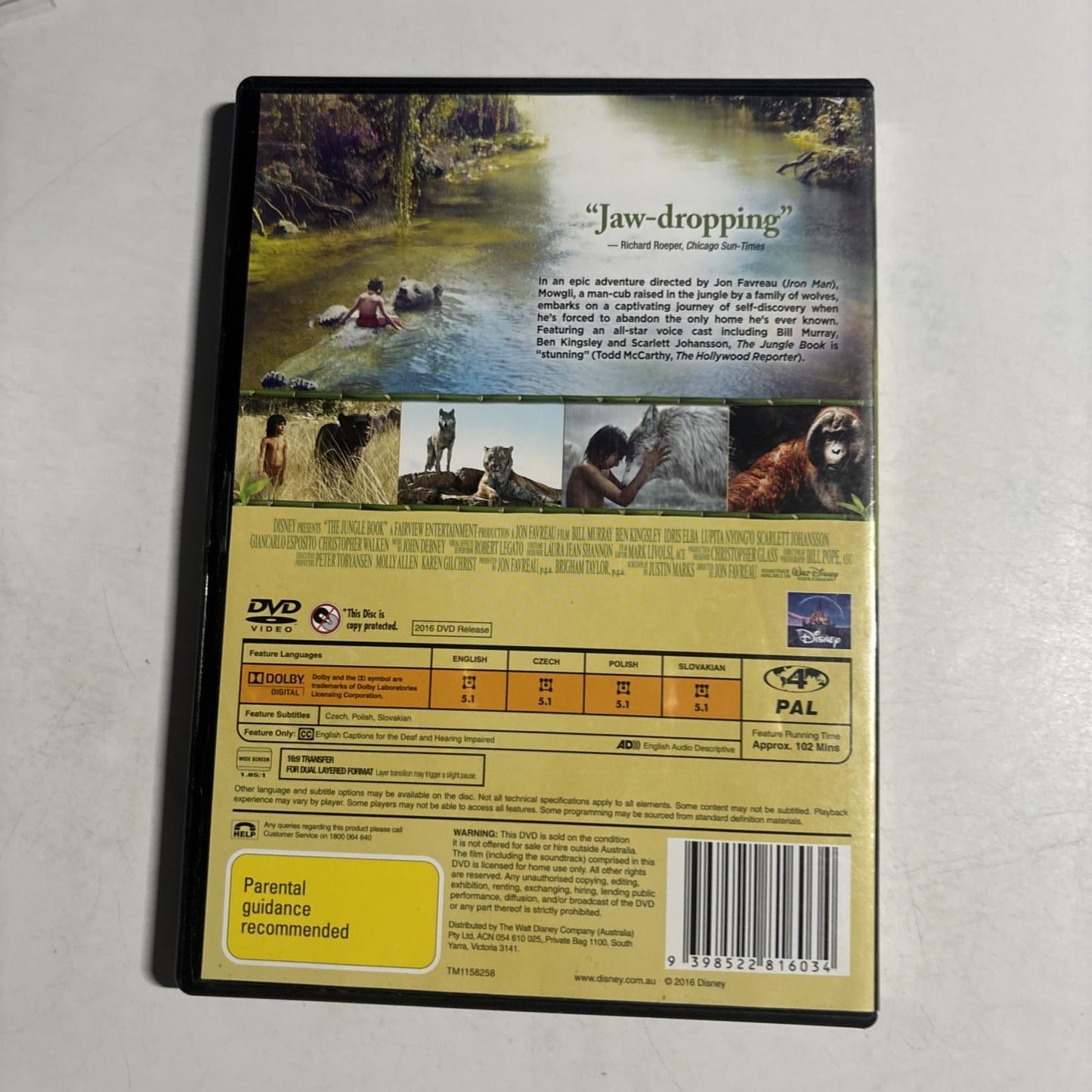 The Jungle Book (DVD, 2016) Bill Murray Region 4 NEW