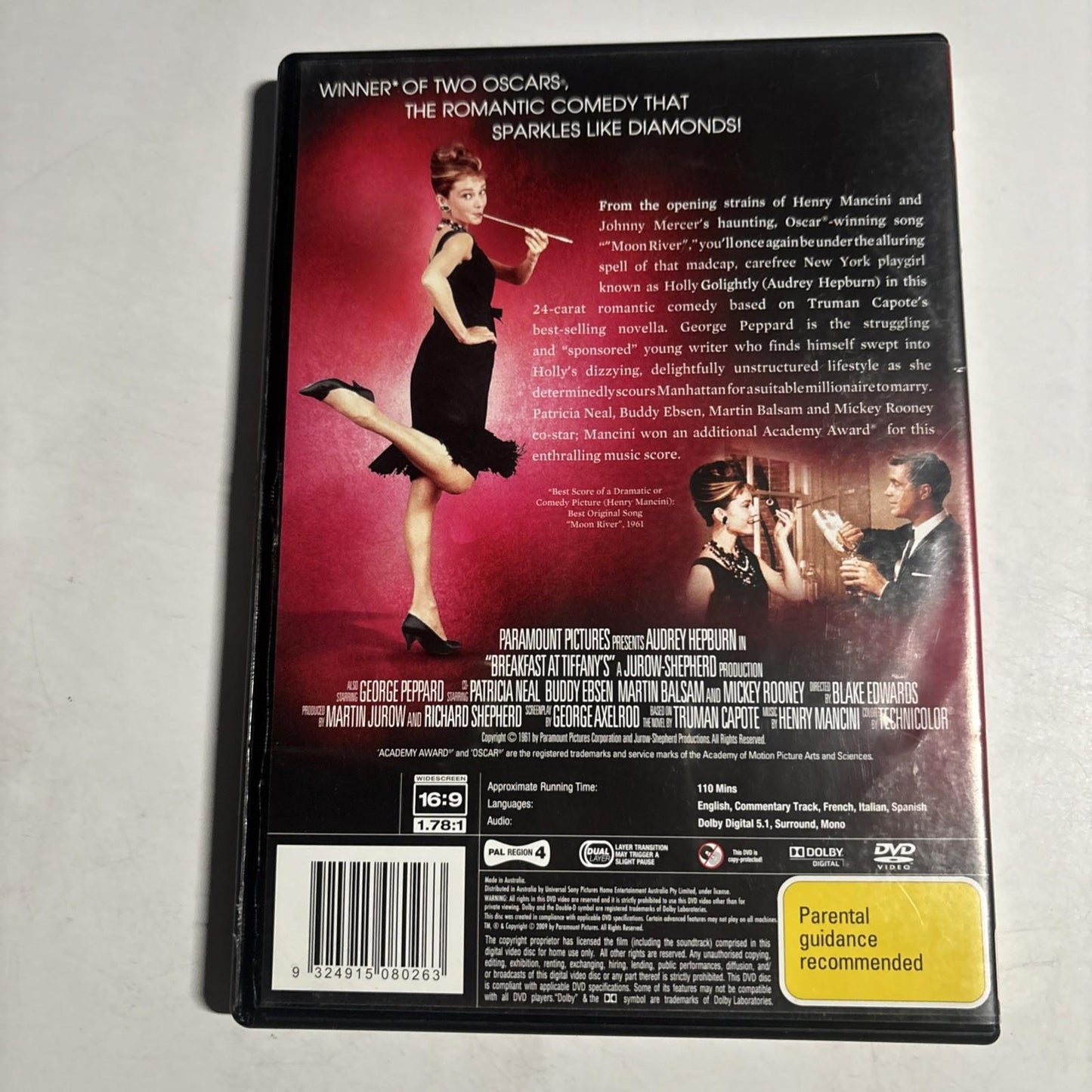 Breakfast at Tiffany's (DVD, 1961) Audrey Hepburn Region 4