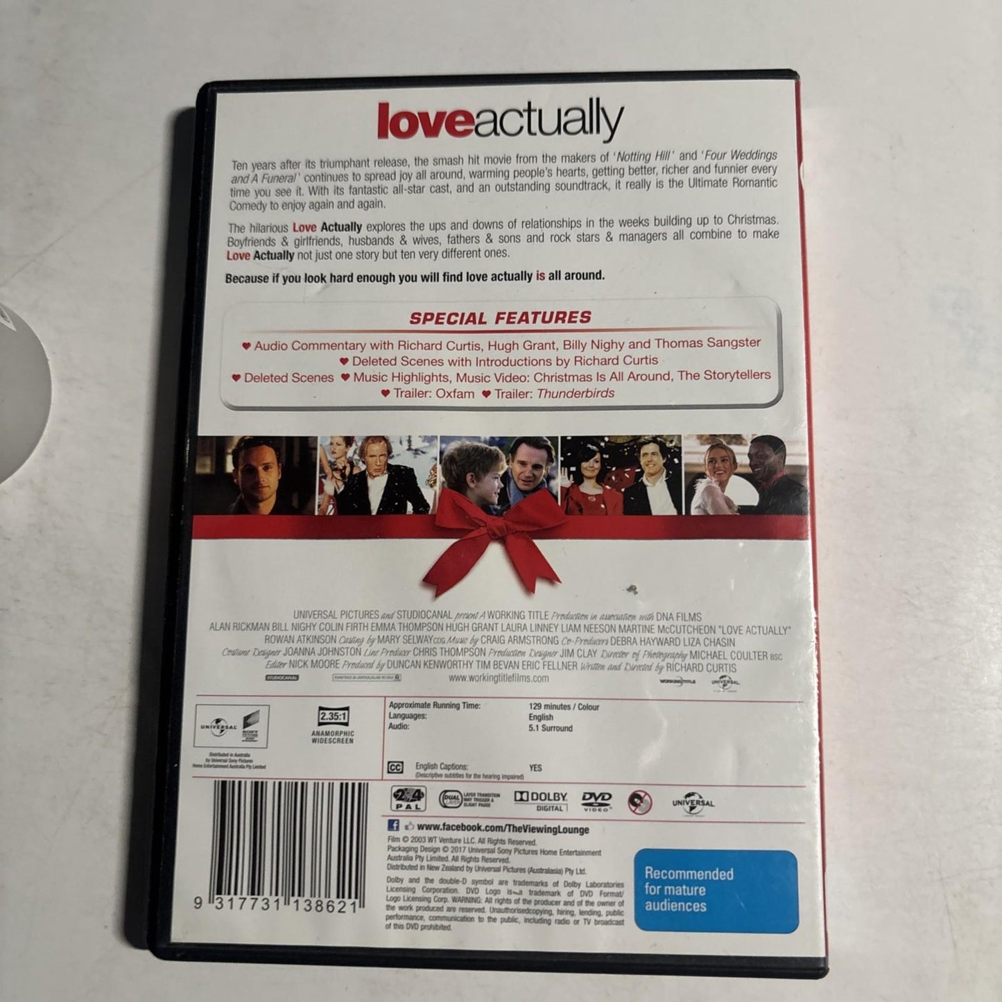 Love Actually (DVD, 2003) Colin Firth, Hugh Grant Region 4,2