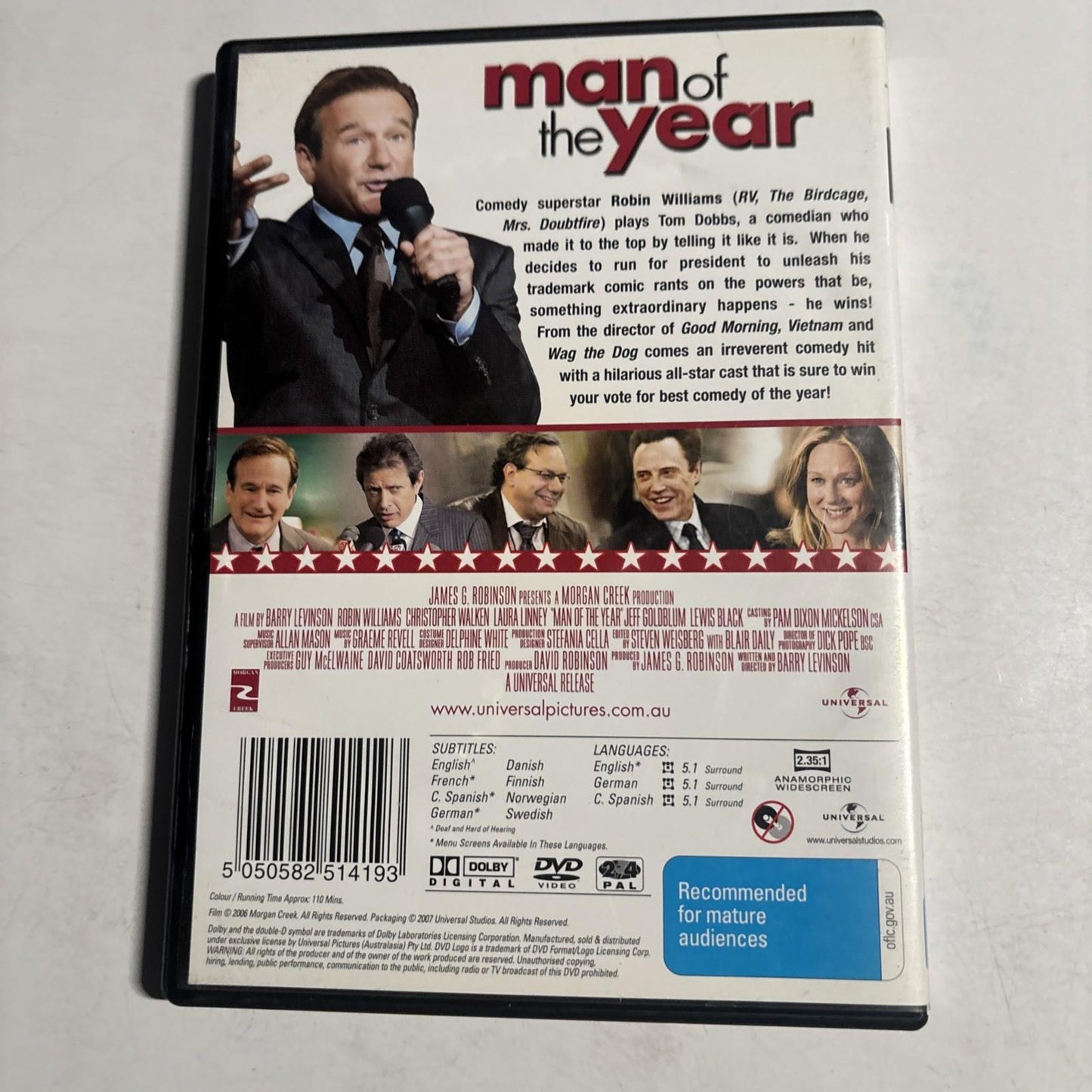 Man of the Year (DVD, 2006) Robin Williams Region 4,2