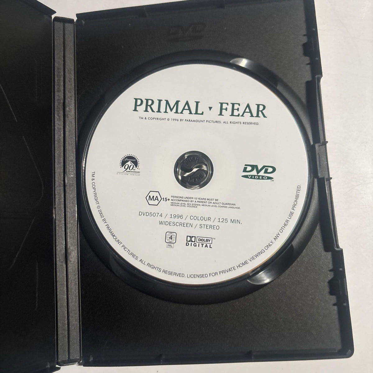 Primal Fear (DVD, 1996) Richard Gere Region 4 – Retro Unit