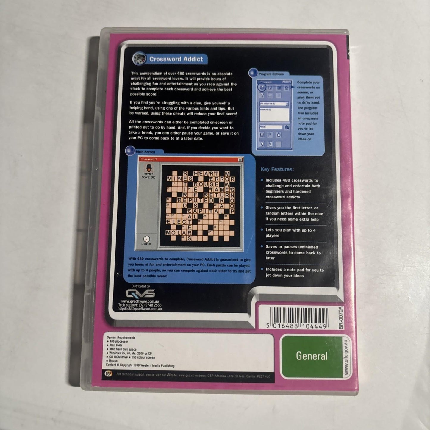 Crossword Addict - PC CD-ROM Windows Game - over 480 puzzles