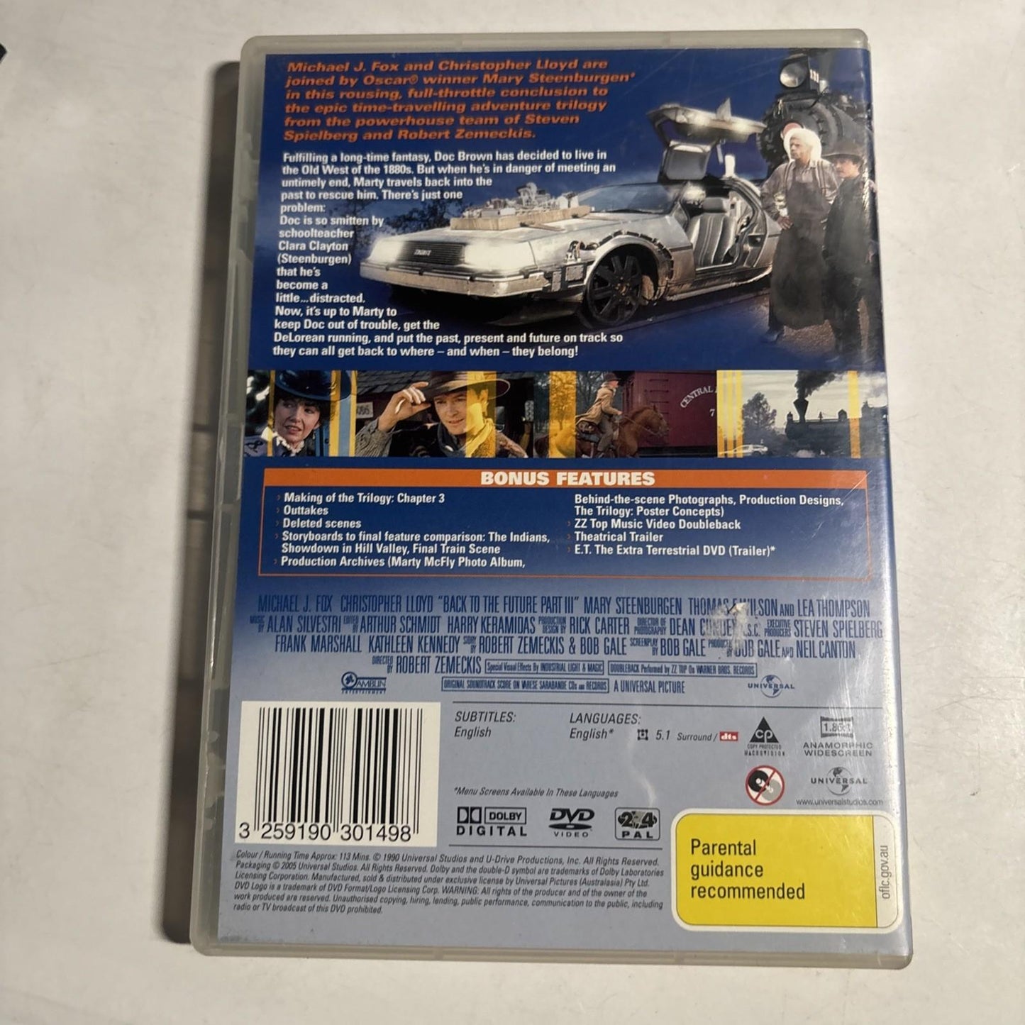 Back to the Future 3 (DVD, 1990) Michael J Fox Region 4,2