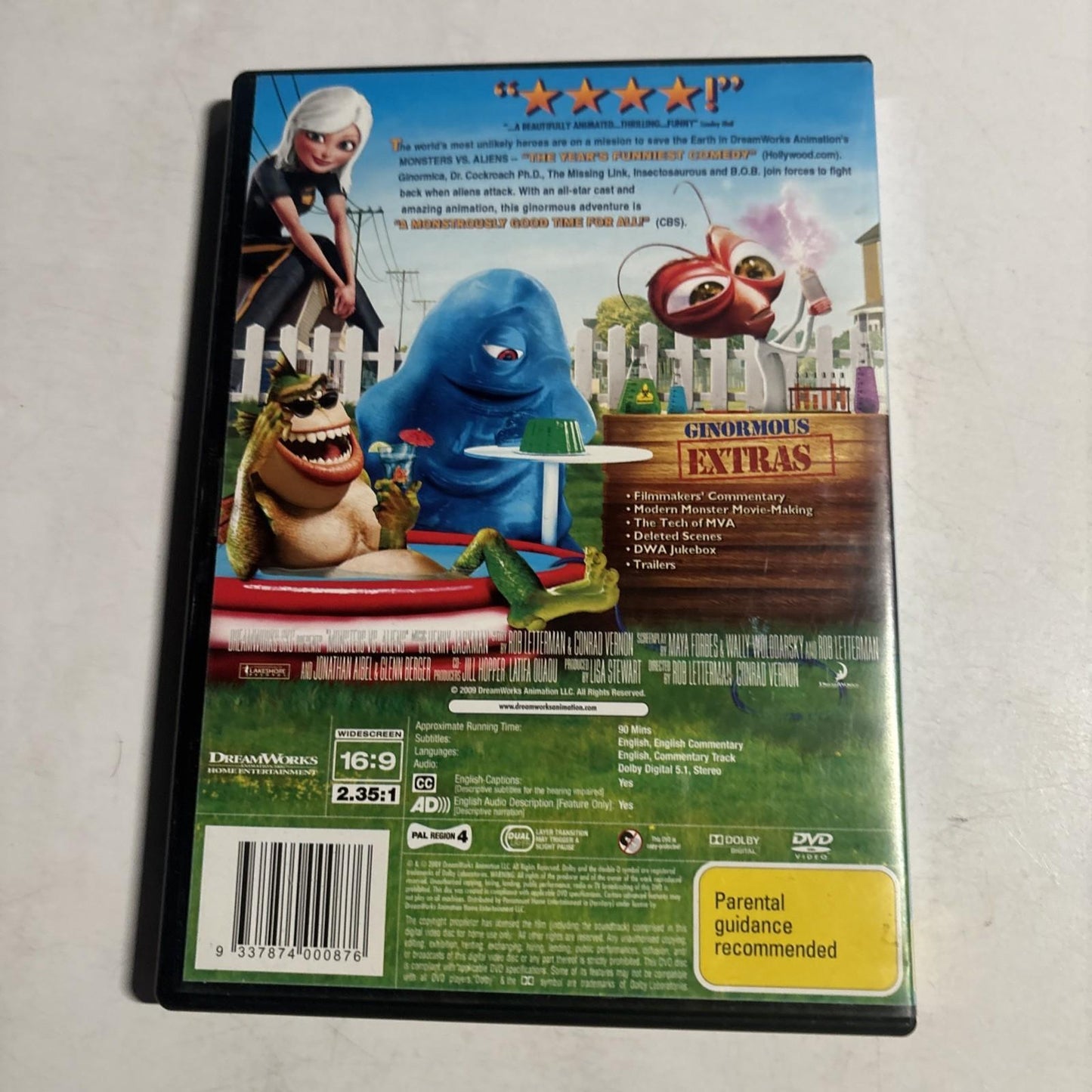 Monsters Vs Aliens (DVD, 2009) Region 4