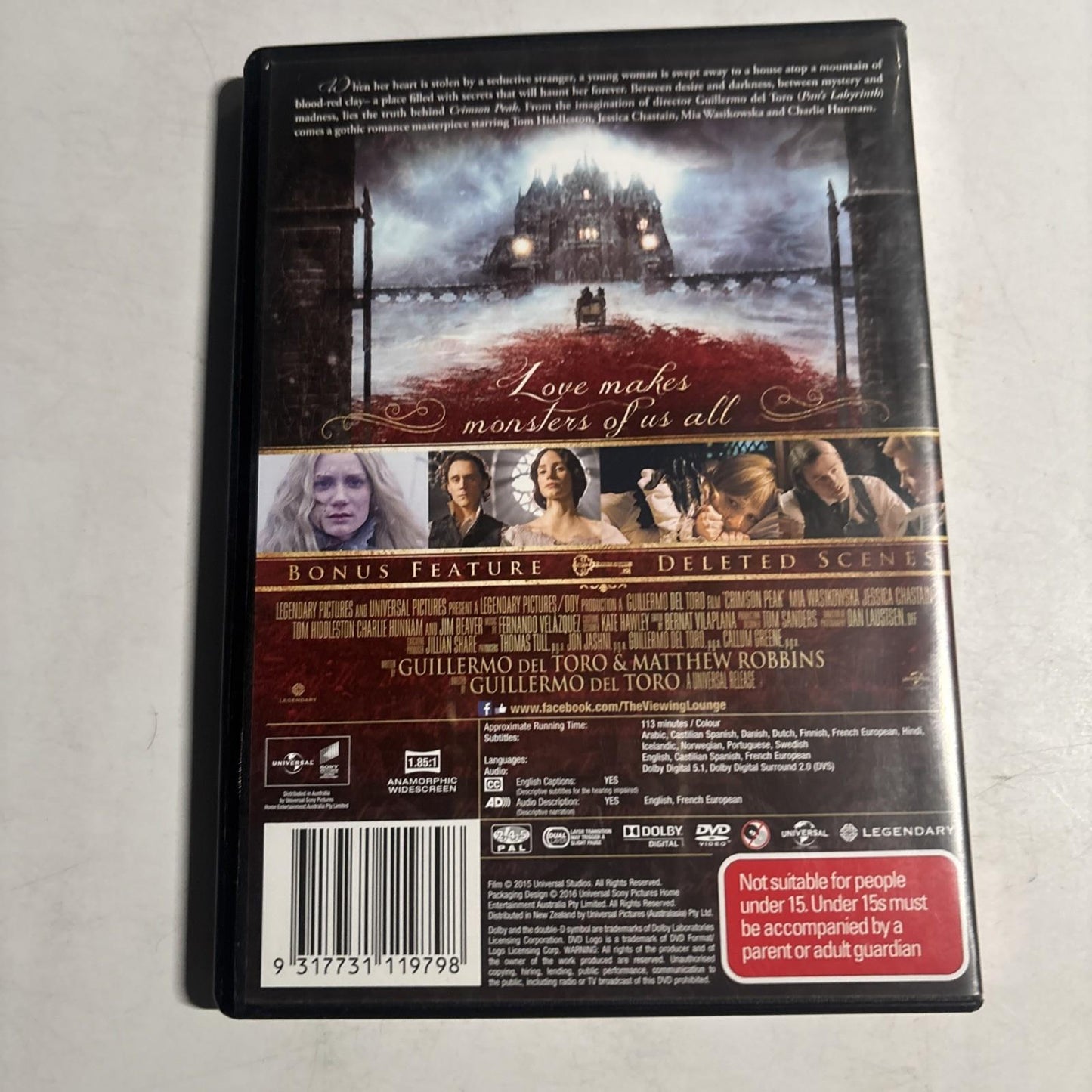 Crimson Peak (DVD, 2015) Mia Wasikowska, Jessica Chastain Region 4,2,5 NEW
