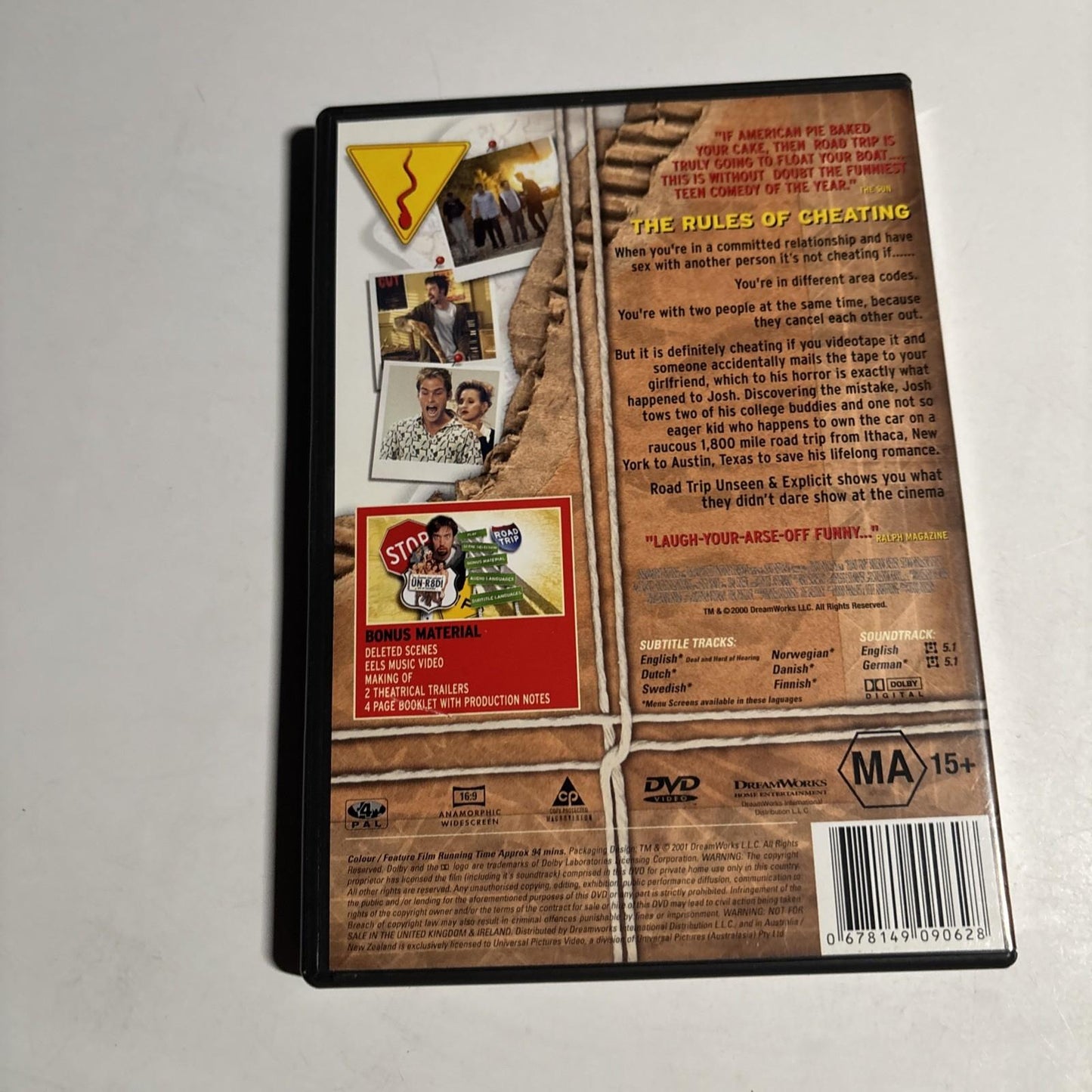 Road Trip - Uncut (DVD, 2000) Tom Green, Amy Smart, D.J. Qualls Region 4 NEW