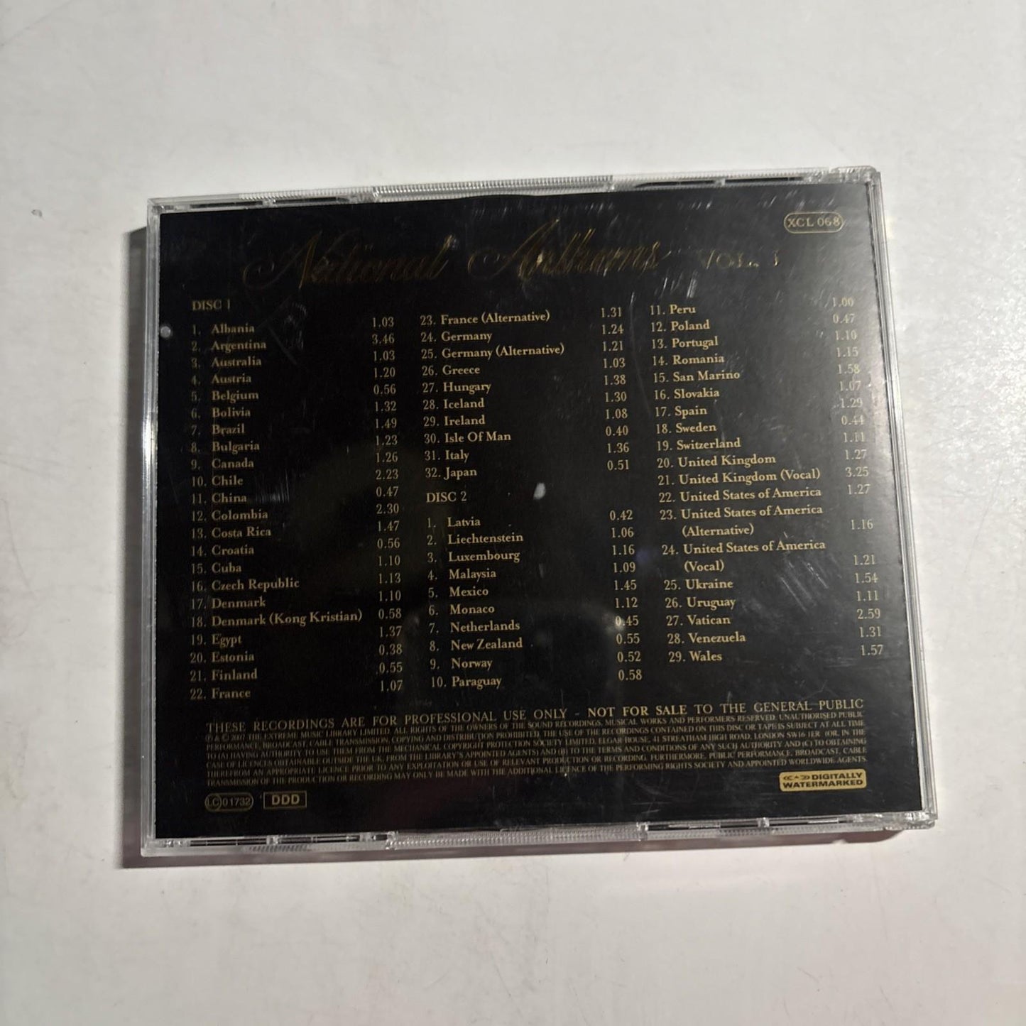 Ultimate Classix - National Anthems Volume 1 (CD, 2007) Xcl-068