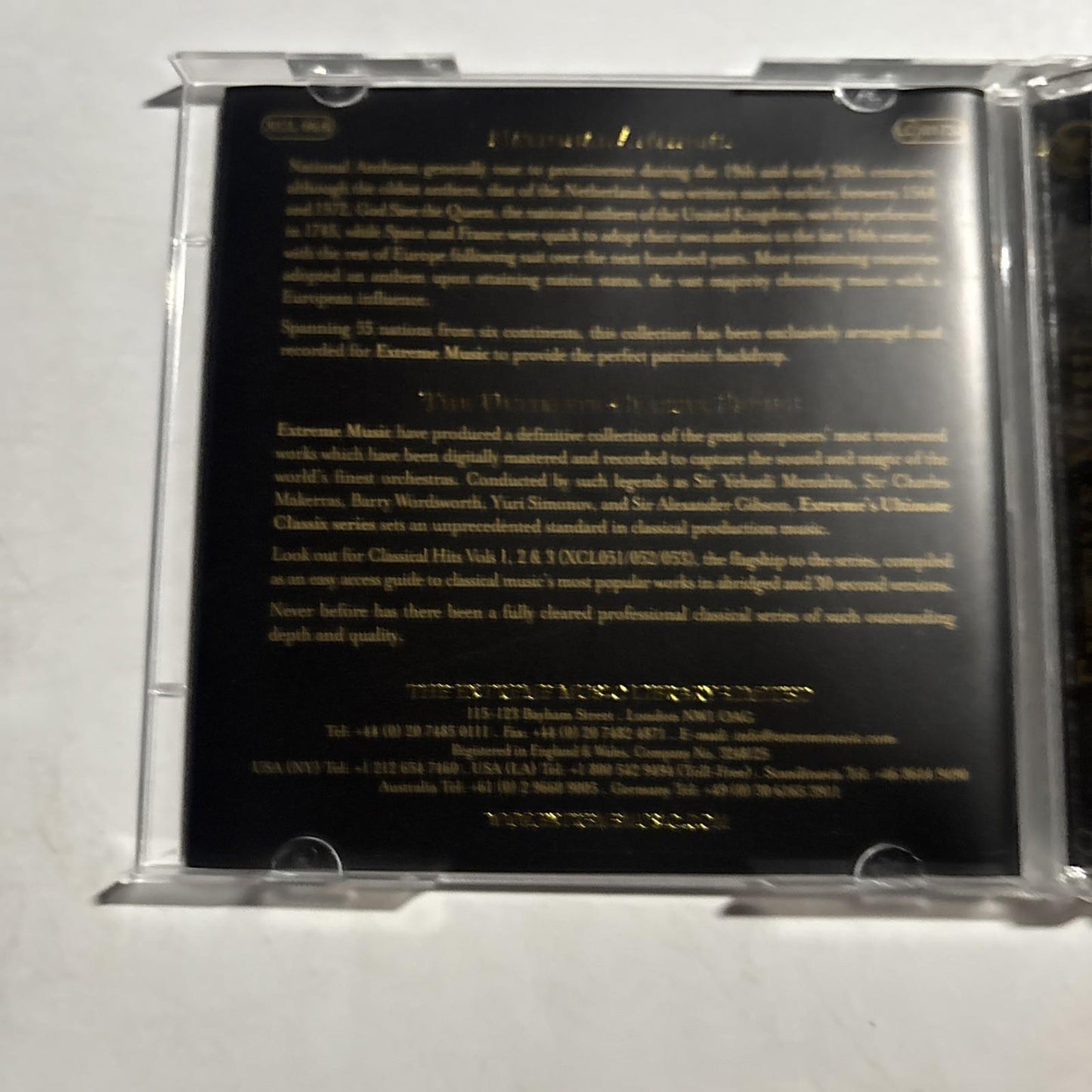 Ultimate Classix - National Anthems Volume 1 (CD, 2007) Xcl-068