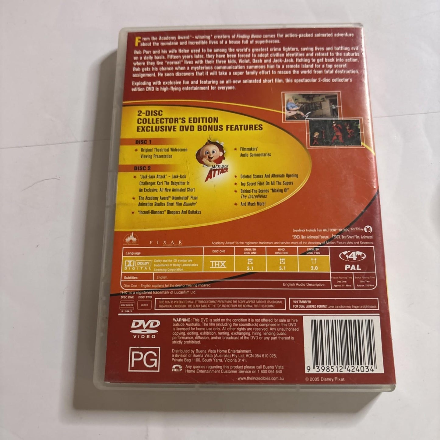 The Incredibles (DVD, 2004) Samuel L. Jackson, Craig T. Nelson, Region 4