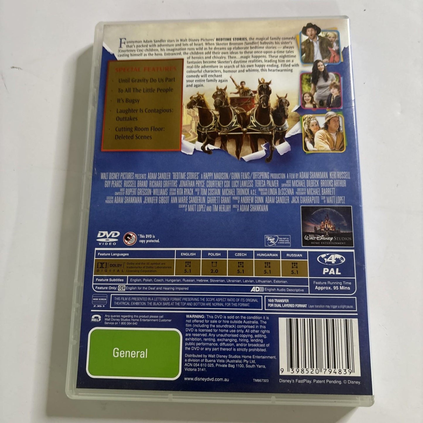 Bedtime Stories (DVD, 2008) Adam Sandler Region 4