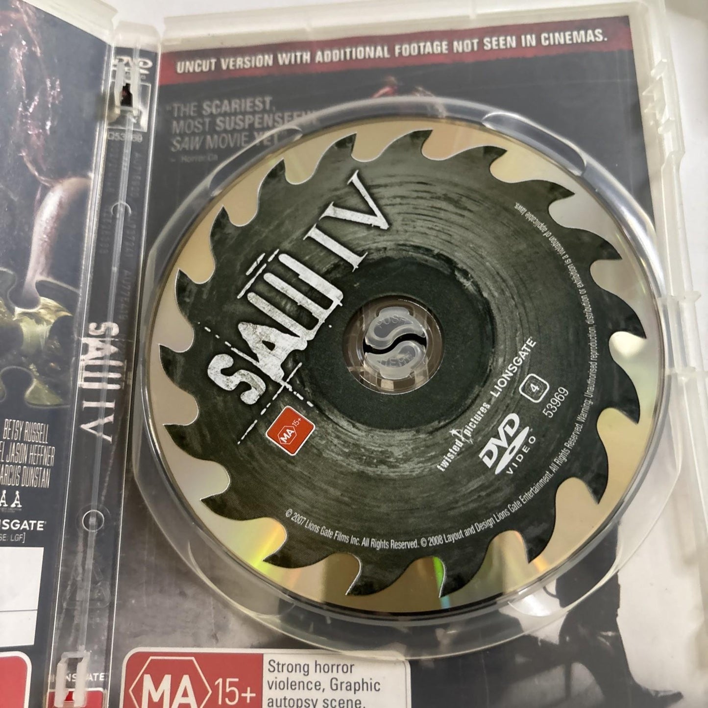 Saw 4 (DVD, 2007) Betsy Russell, Scott Patterson, Tobin Bell, Region 4