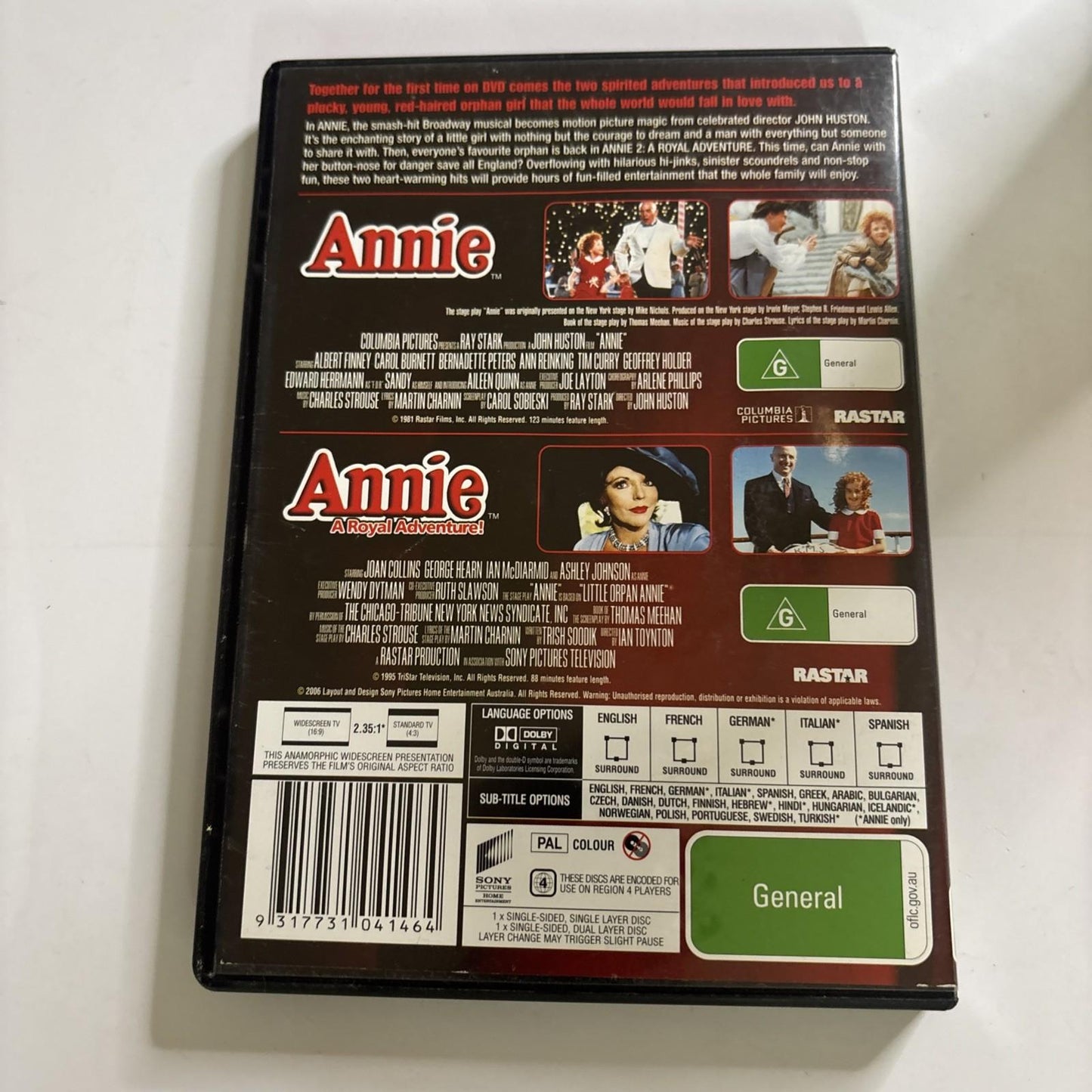 Annie / Annie - A Royal Adventure (DVD, 1981) Joan Collins Region 4