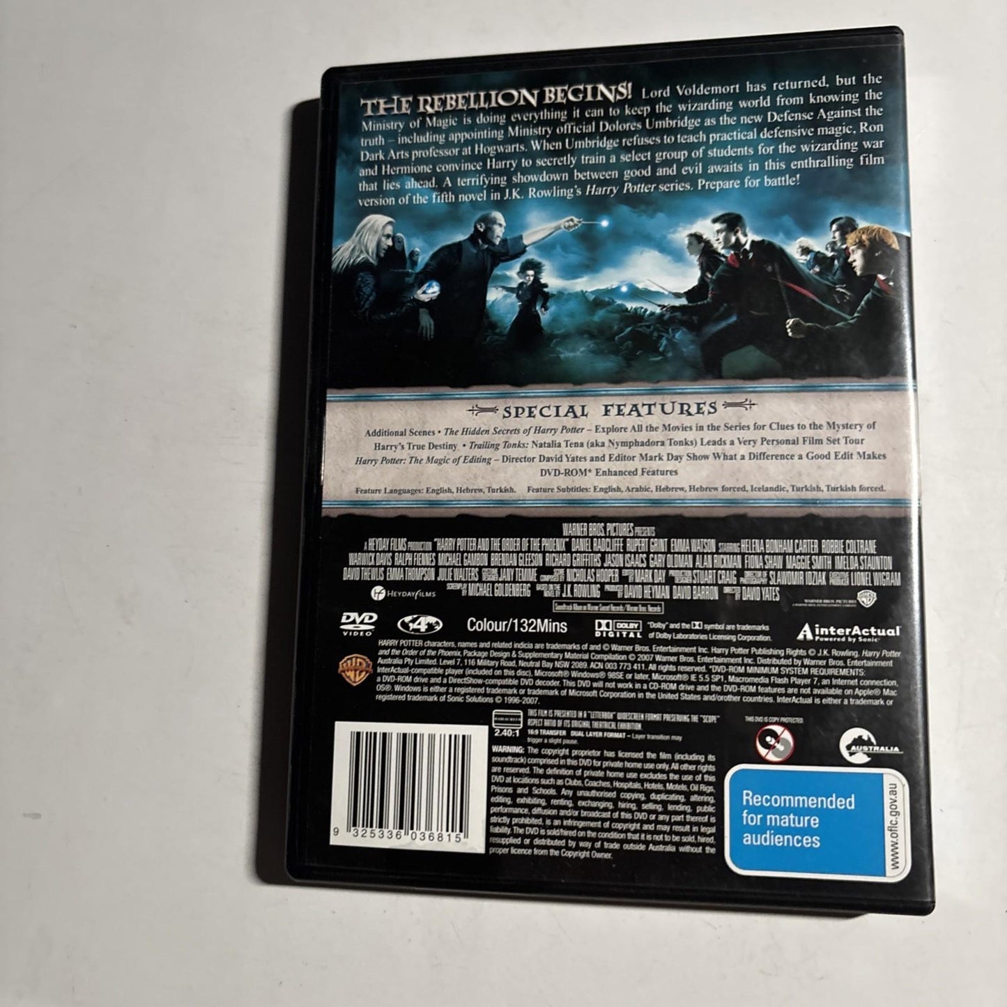 Harry Potter and the Order of the Phoenix (DVD, 2007) Region 4