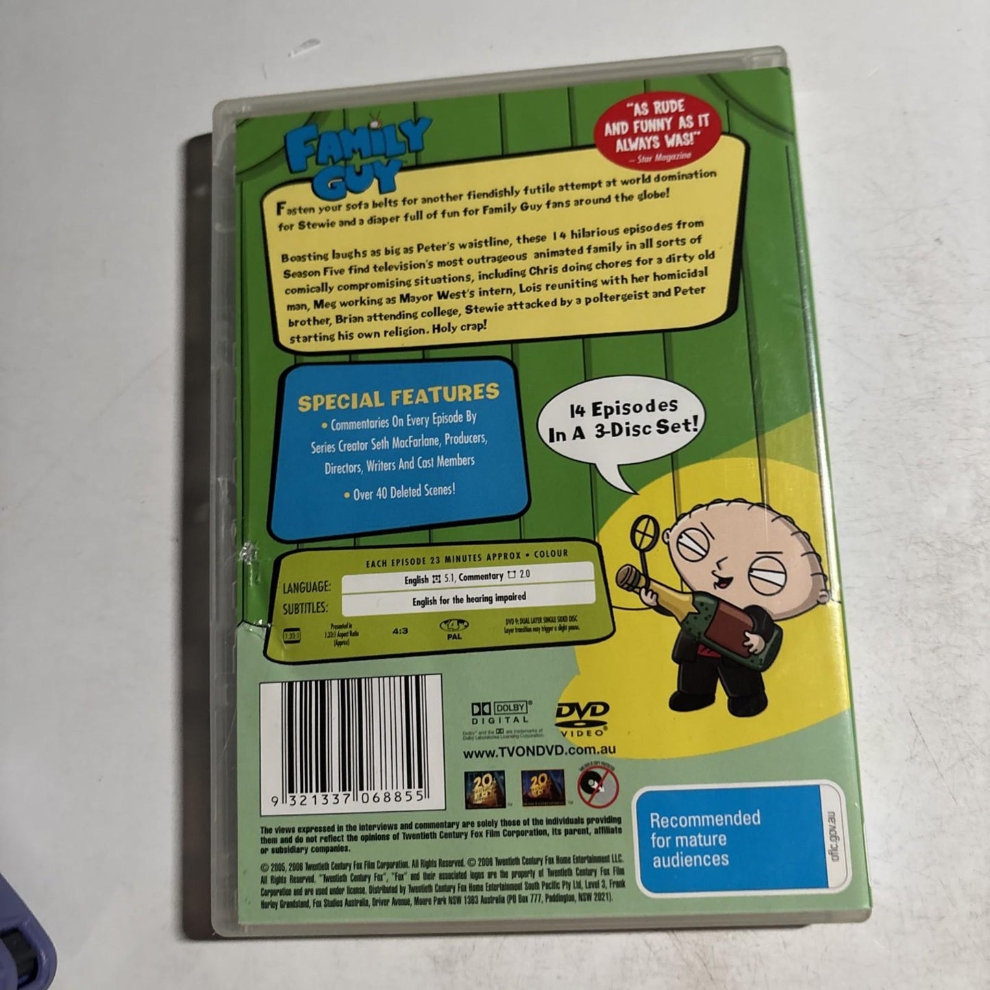 Family Guy : Season 5 (DVD, 2006) Region 4