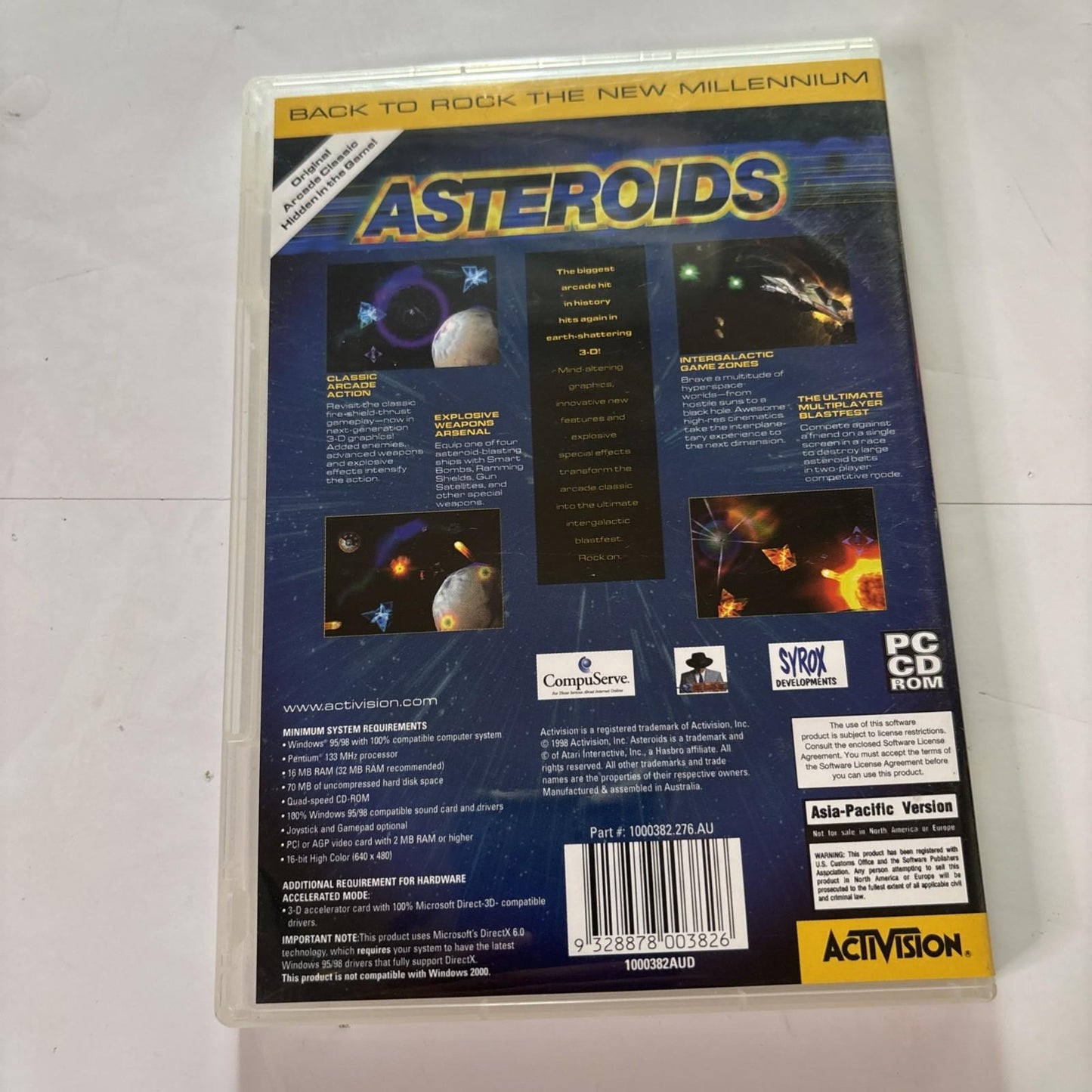 Asteroids (PC CDROM, 1998) Activision for Windows 95 98 XP