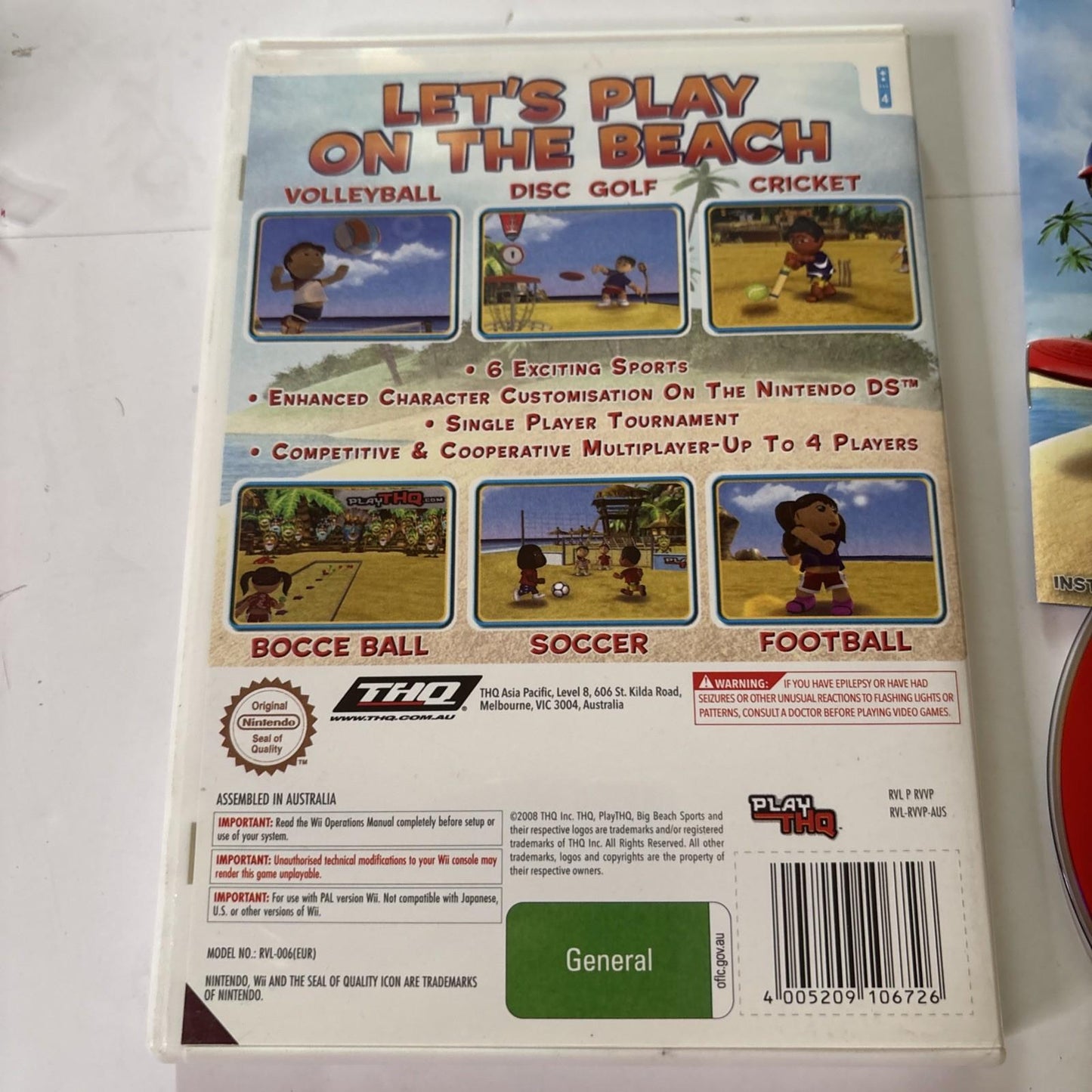 Big Beach Sports - Nintendo Wii PAL - Complete With Manual