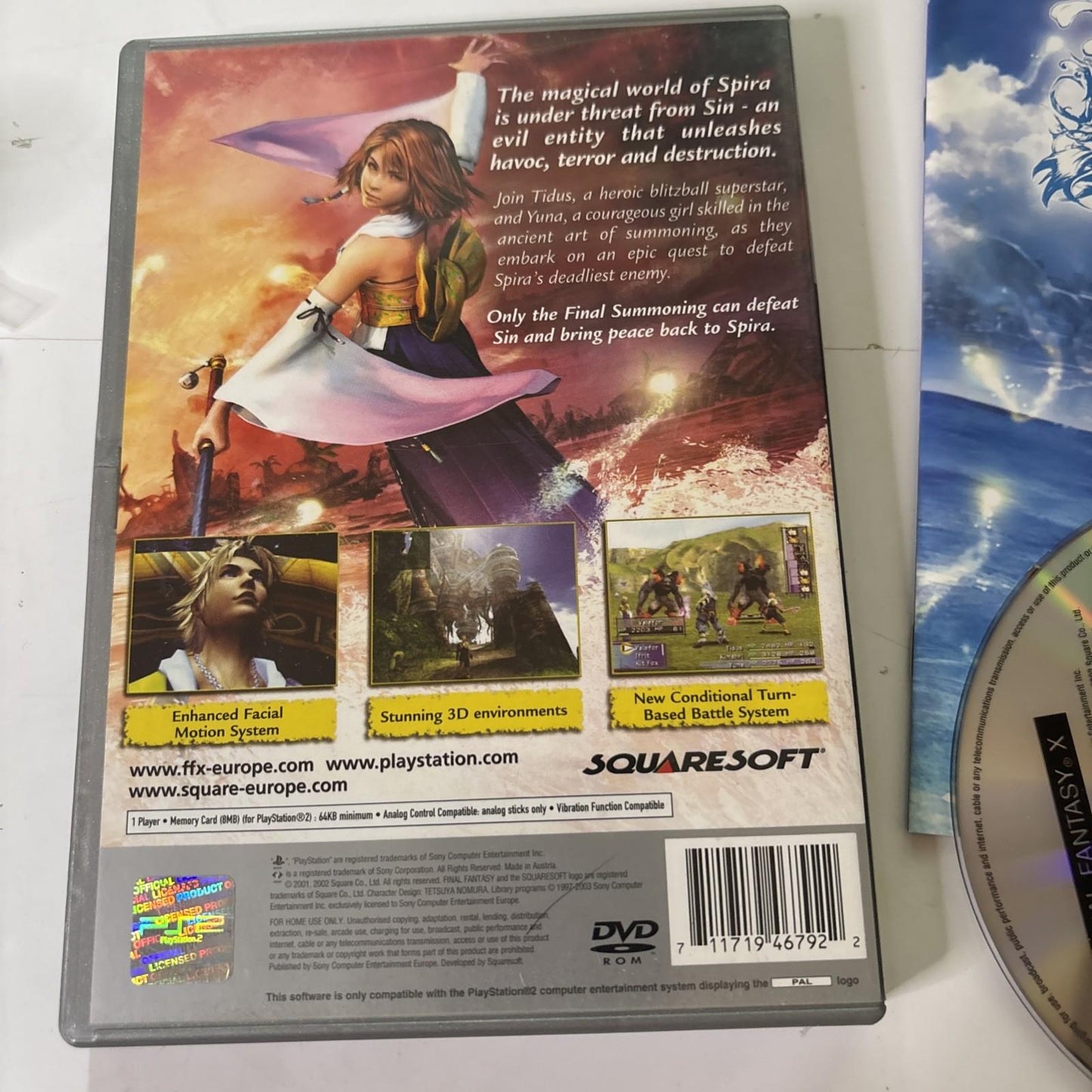 Final Fantasy X Sony PlayStation 2 PS2 PAL Game Manual