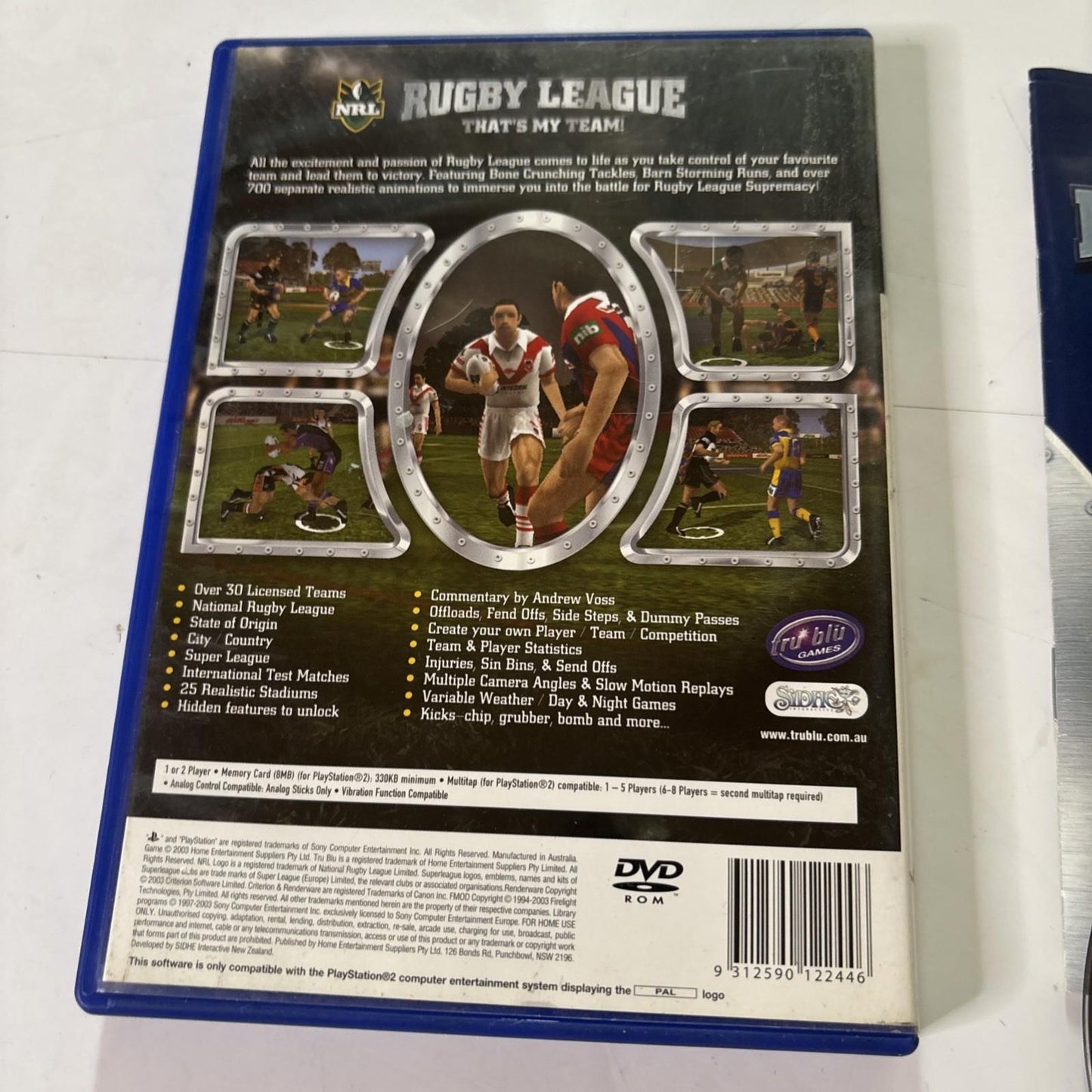 NRL Rugby League Sony PlayStation 2 2003 PS2 Manual