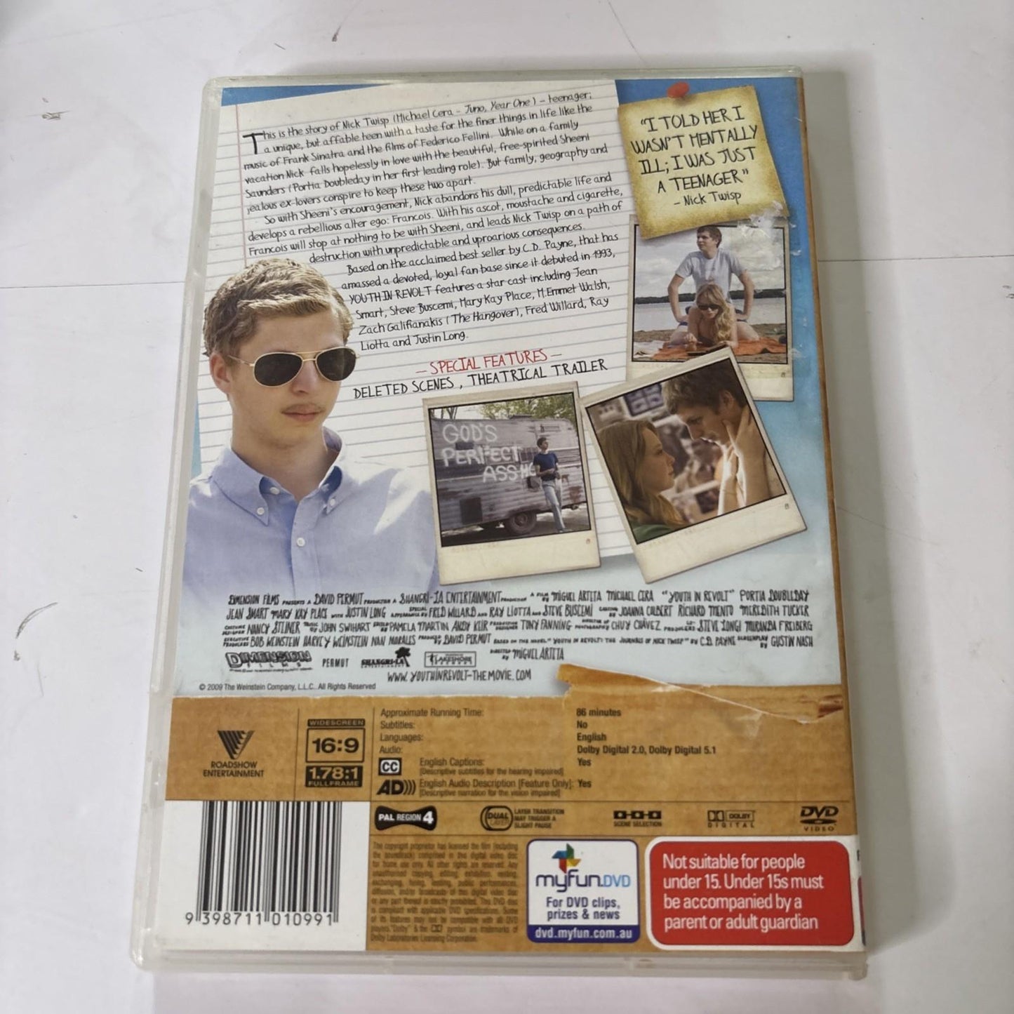 Youth in Revolt (DVD, 2009) Michael Cera, Ray Liotta Region 4 NEW