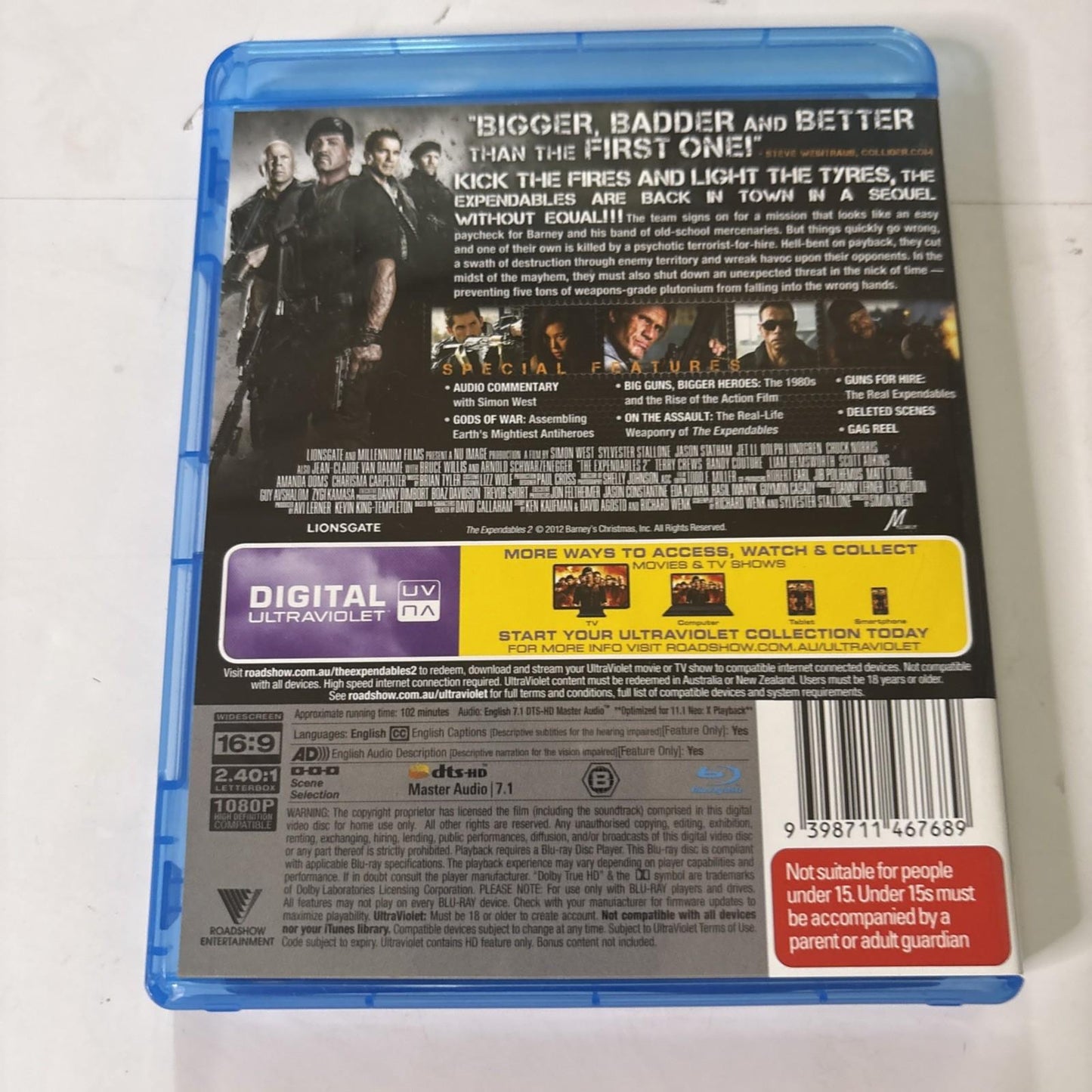 The Expendables 2 (Blu-ray, 2012) Sylvester Stallone, Chuck Norris Region B
