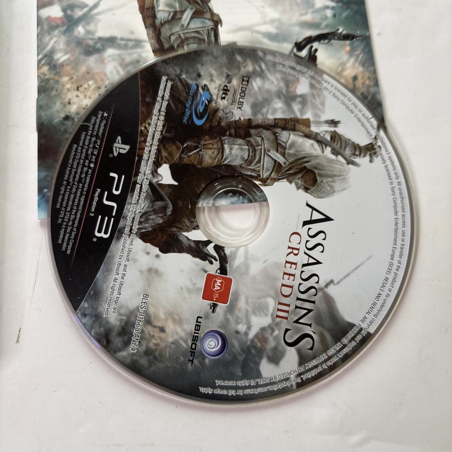 Assassin's Creed 3 Sony Playstation 3 PS3 Manual
