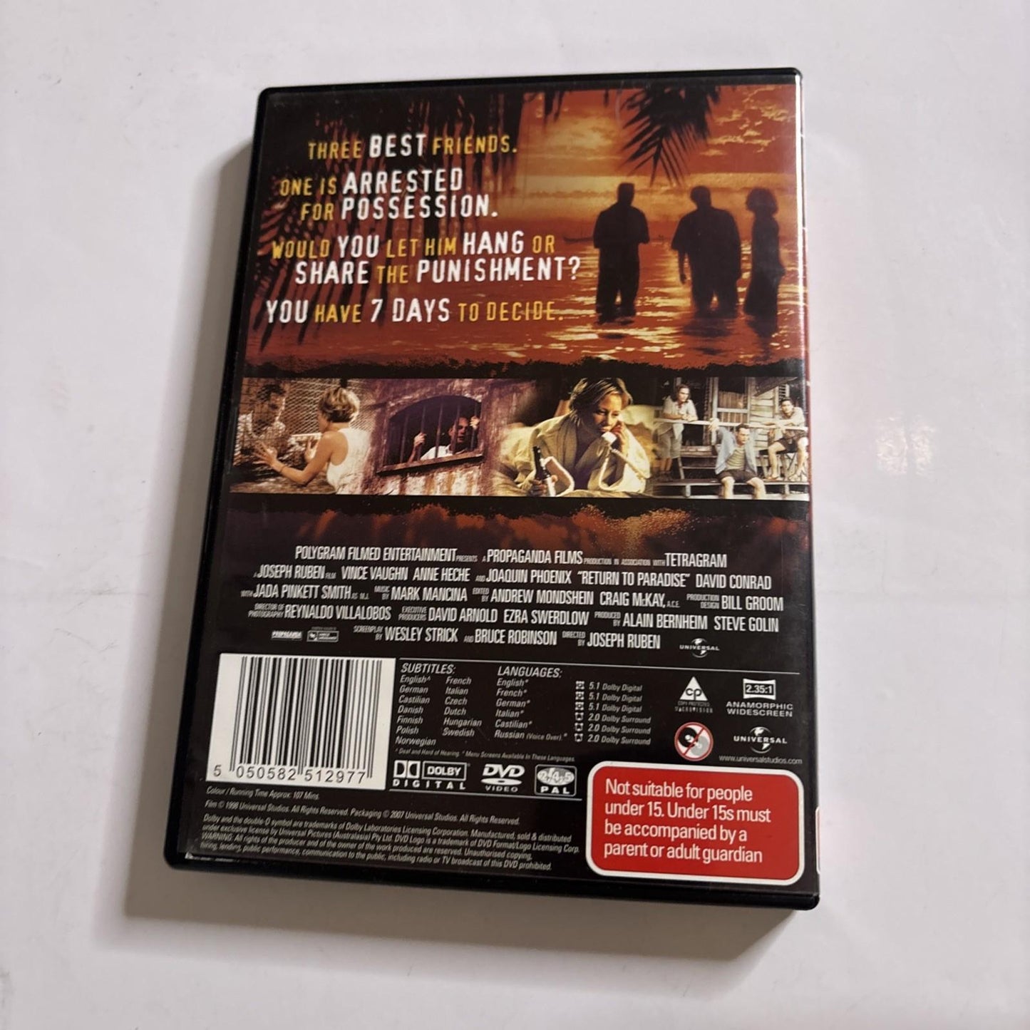 Return to Paradise (DVD, 1998) Joaquin Phoenix, Vince Vaughn Region 4,2 NEW