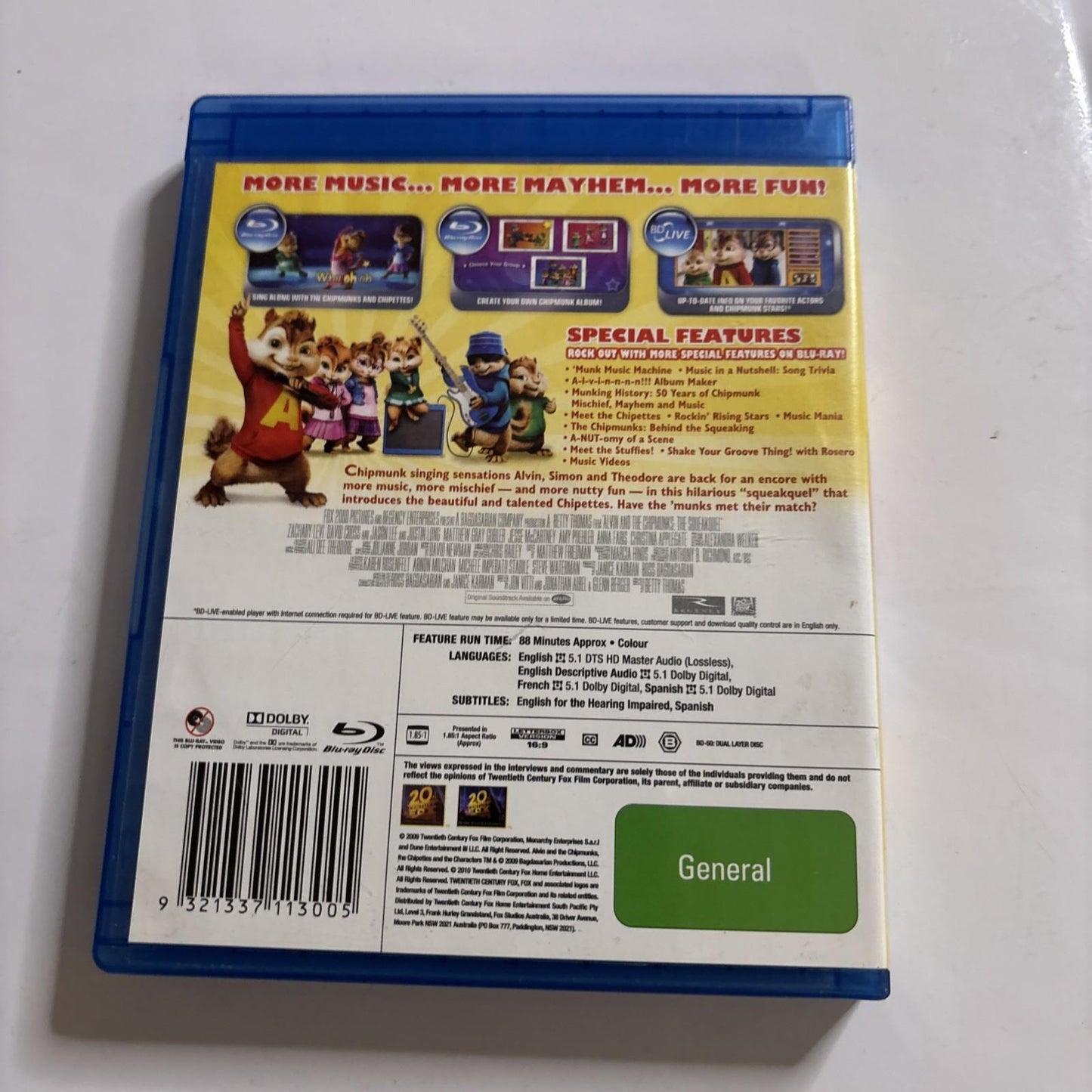 Alvin and the Chipmunks - The Squeakquel (Blu-ray, 2009) Region B