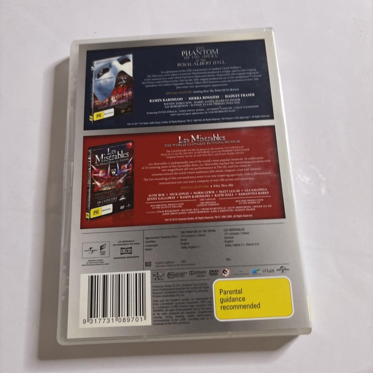 Les Miserables / Phantom of the Opera - 25th Anniversary Edition DVD Region 4,2