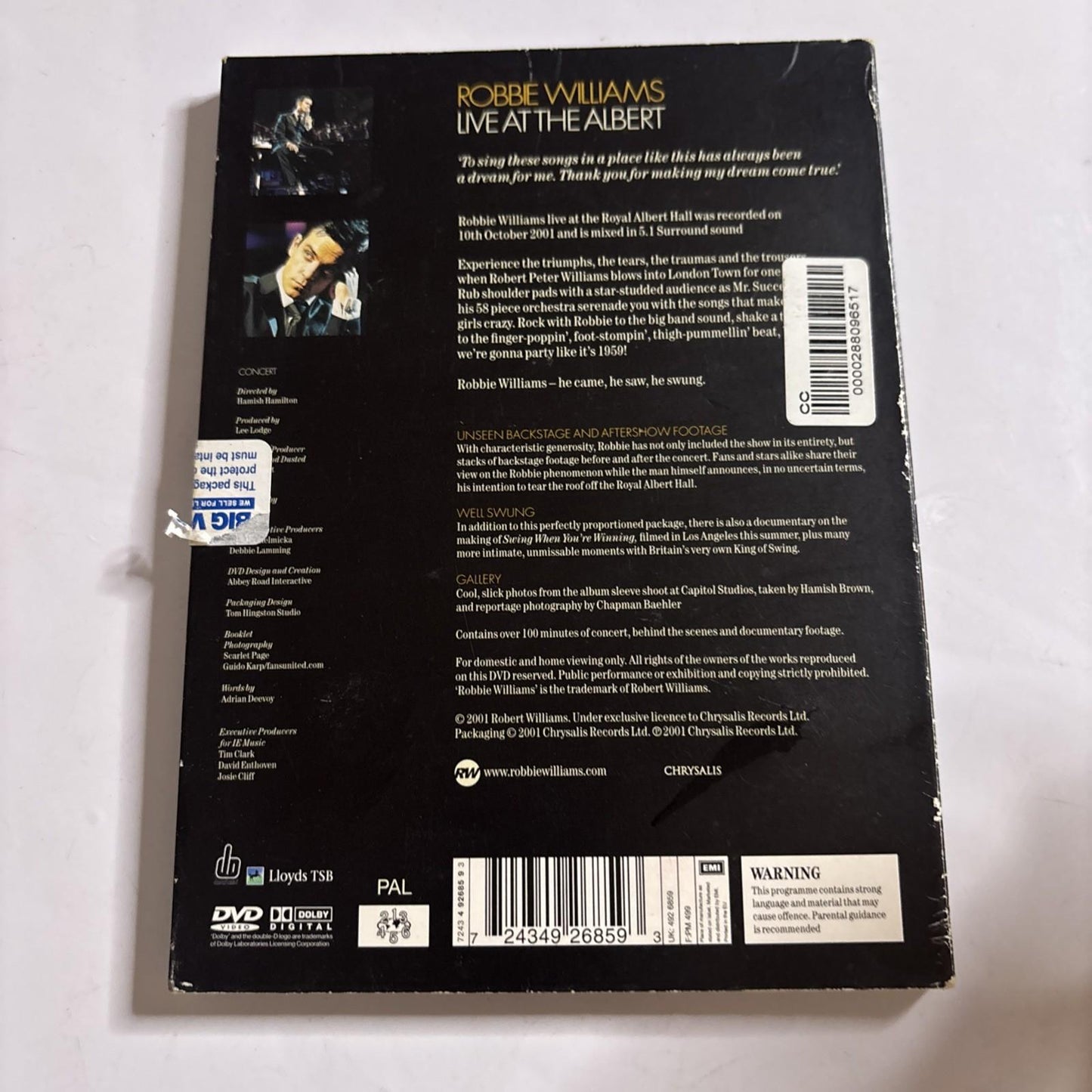 Robbie Williams - Live at the Albert (DVD, 2001) All Regions