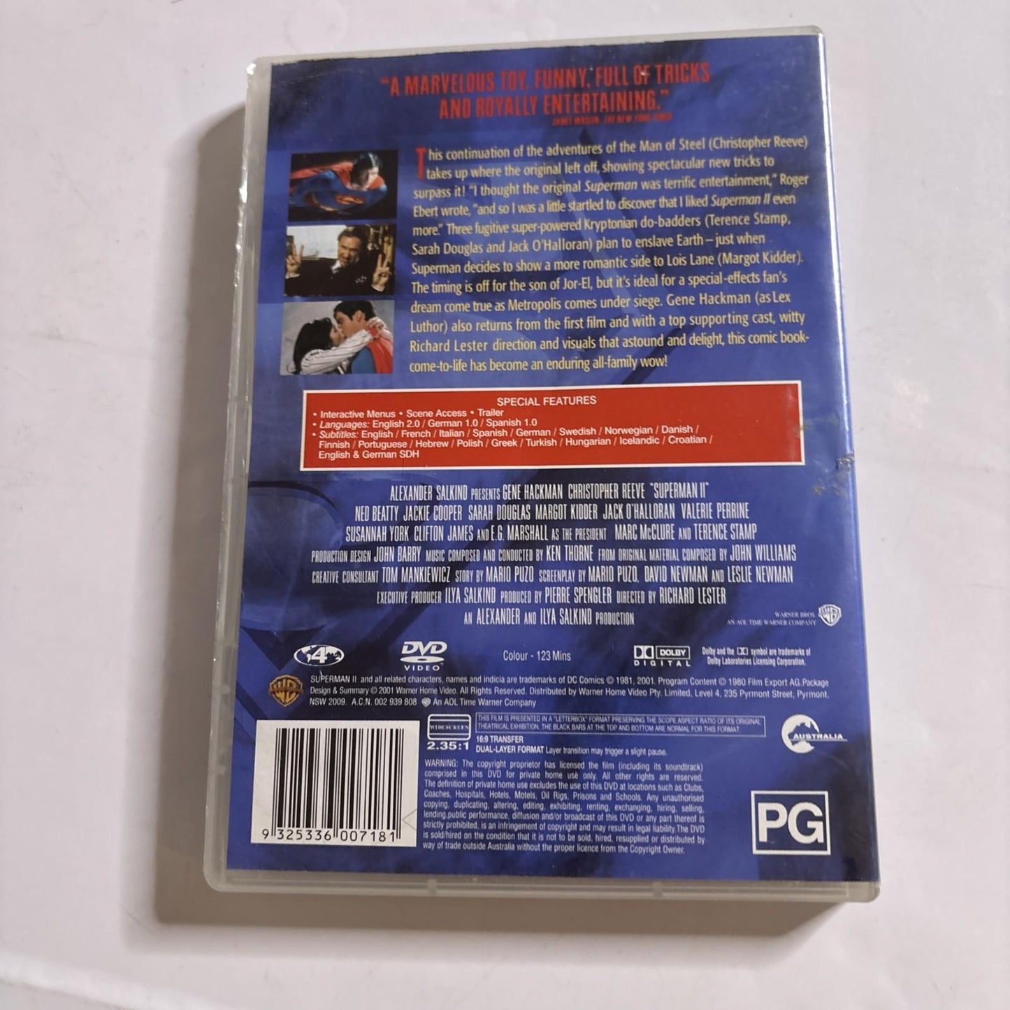 Superman 2 (DVD, 1980) Margot Kidder, Jackie Cooper, Christopher Reeve Region 4